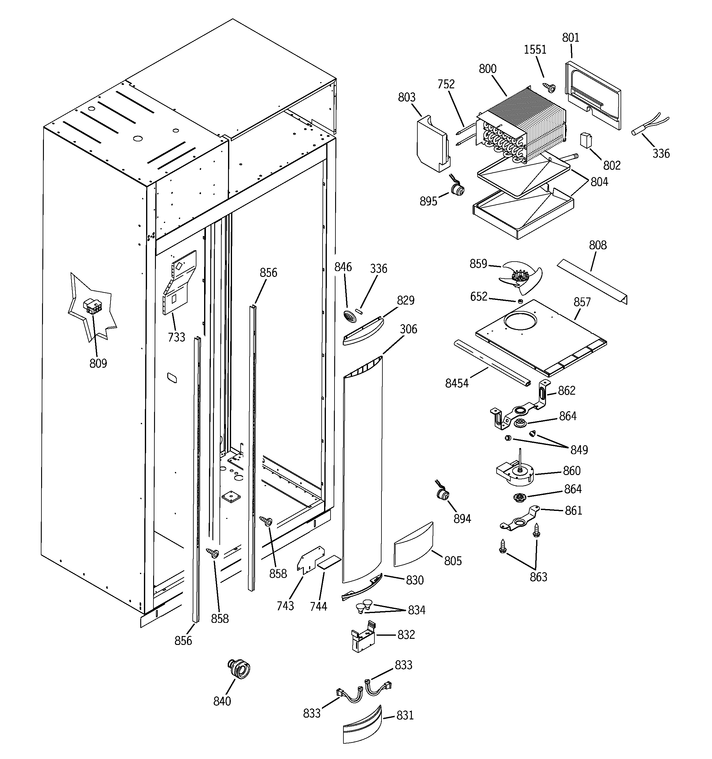 GE ZISS420NMA freezer section diagram