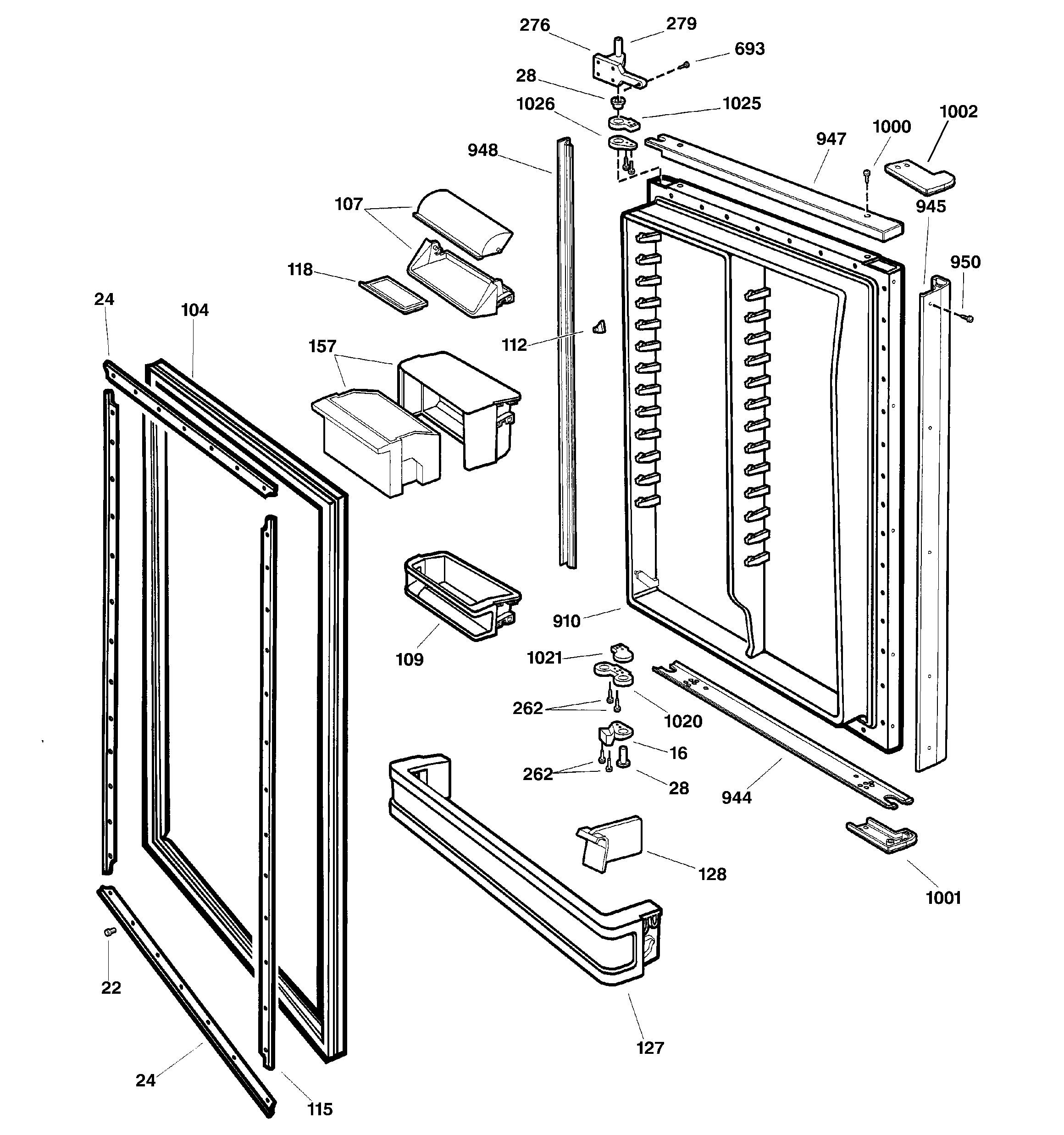 GE TNX22BACALWW fresh food door diagram