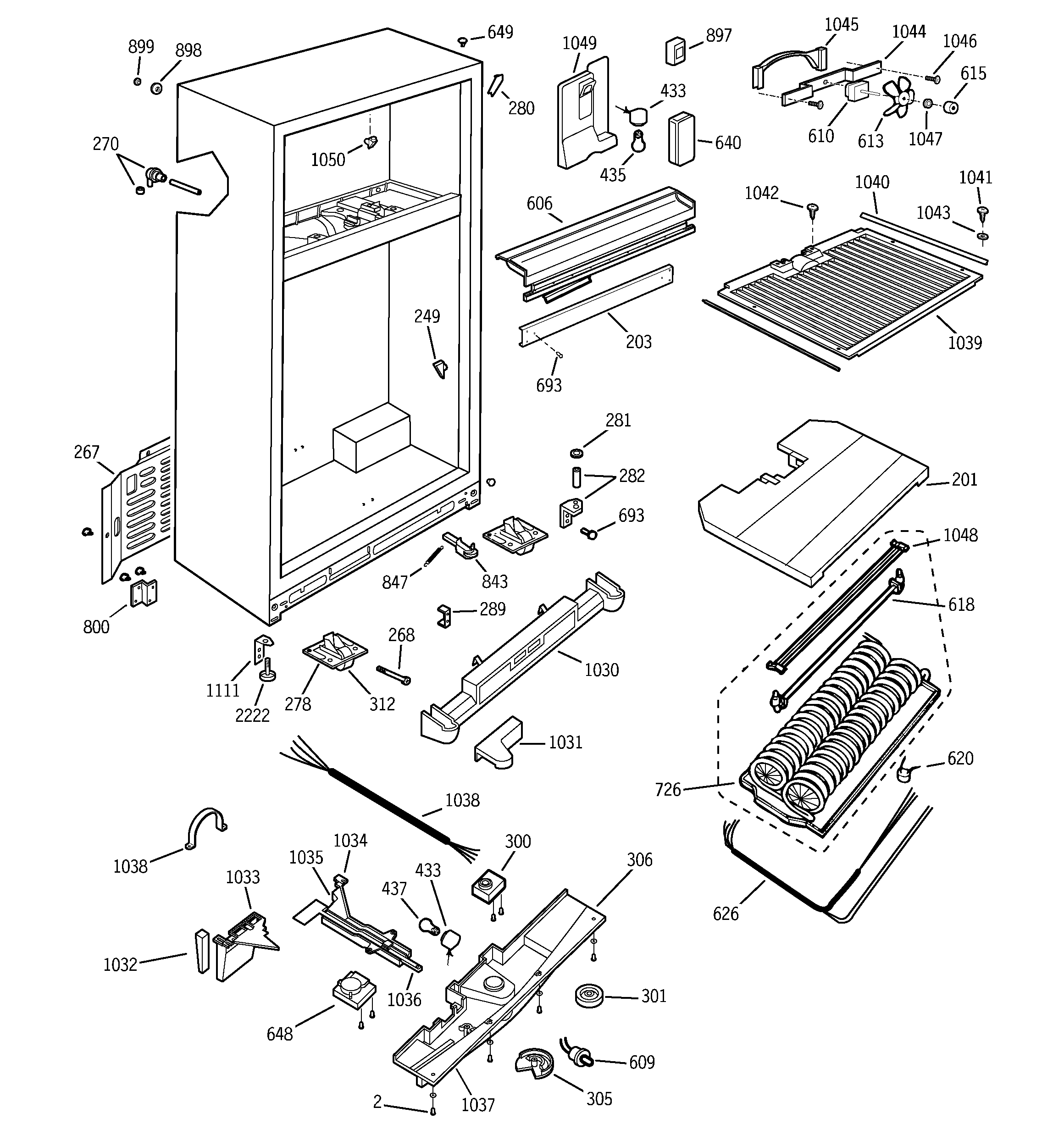 GE TNX22BACALWW cabinet diagram