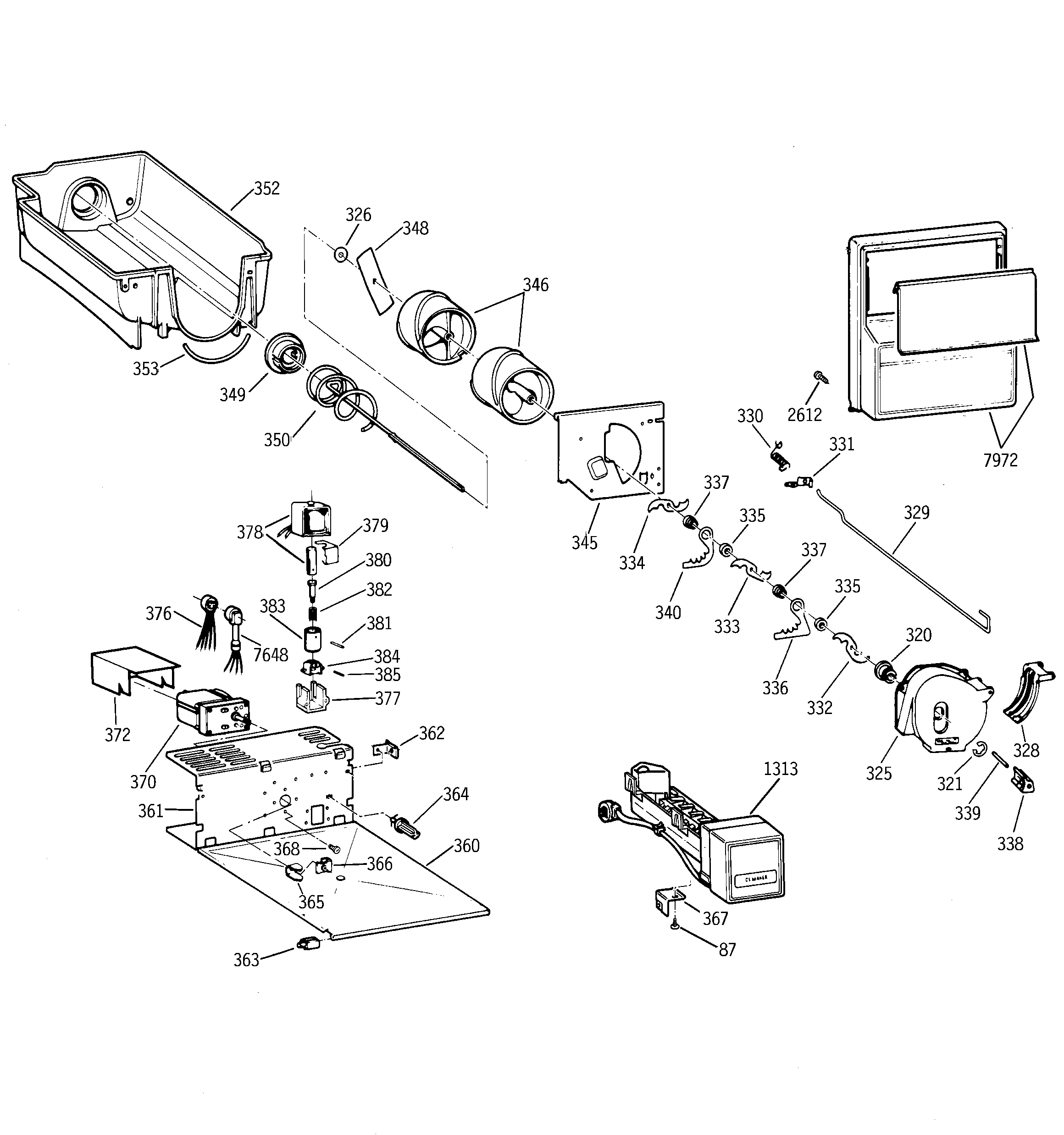 GE ZISB48DRB ice maker & dispenser diagram