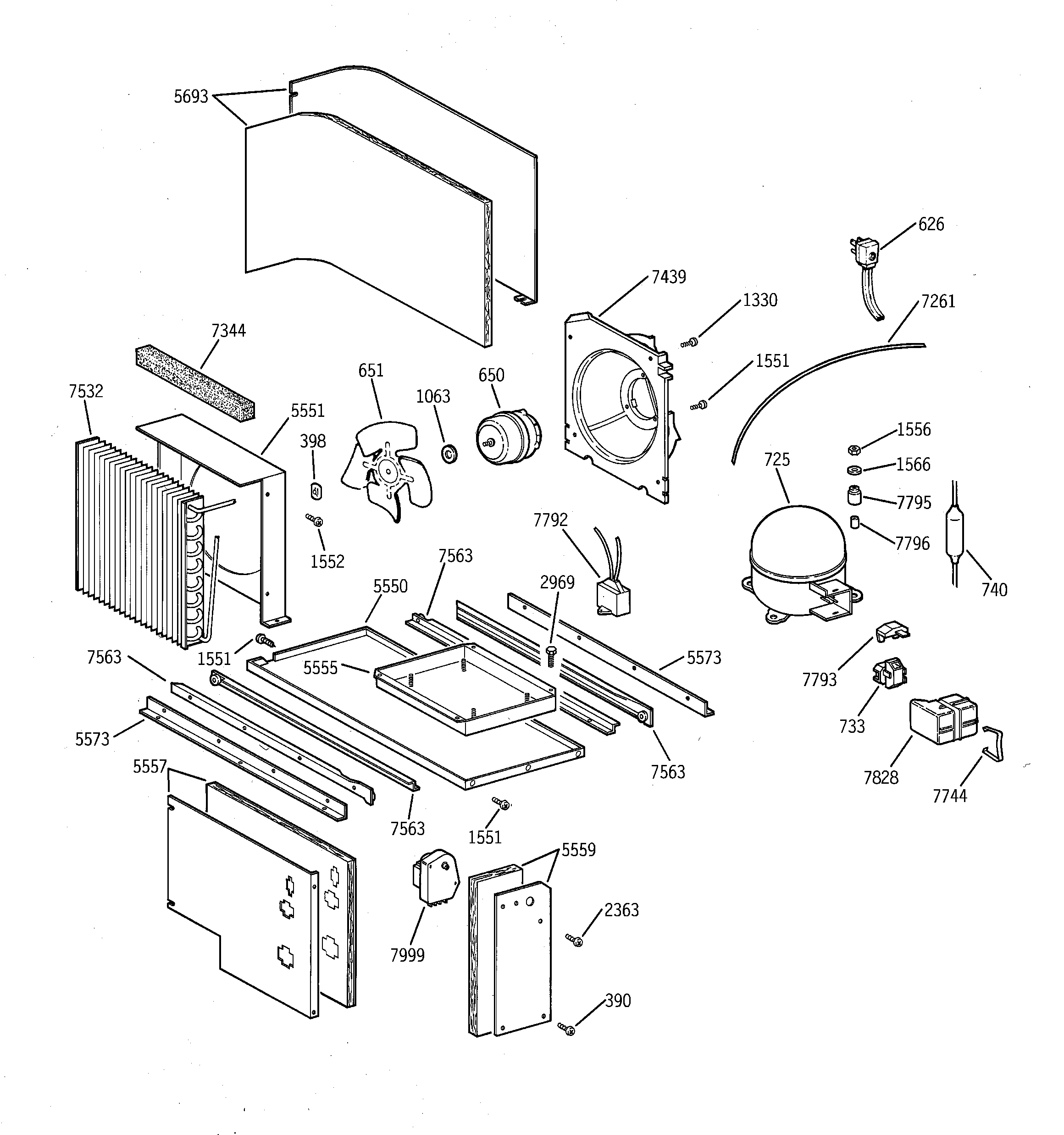 GE ZISB48DRB unit parts diagram