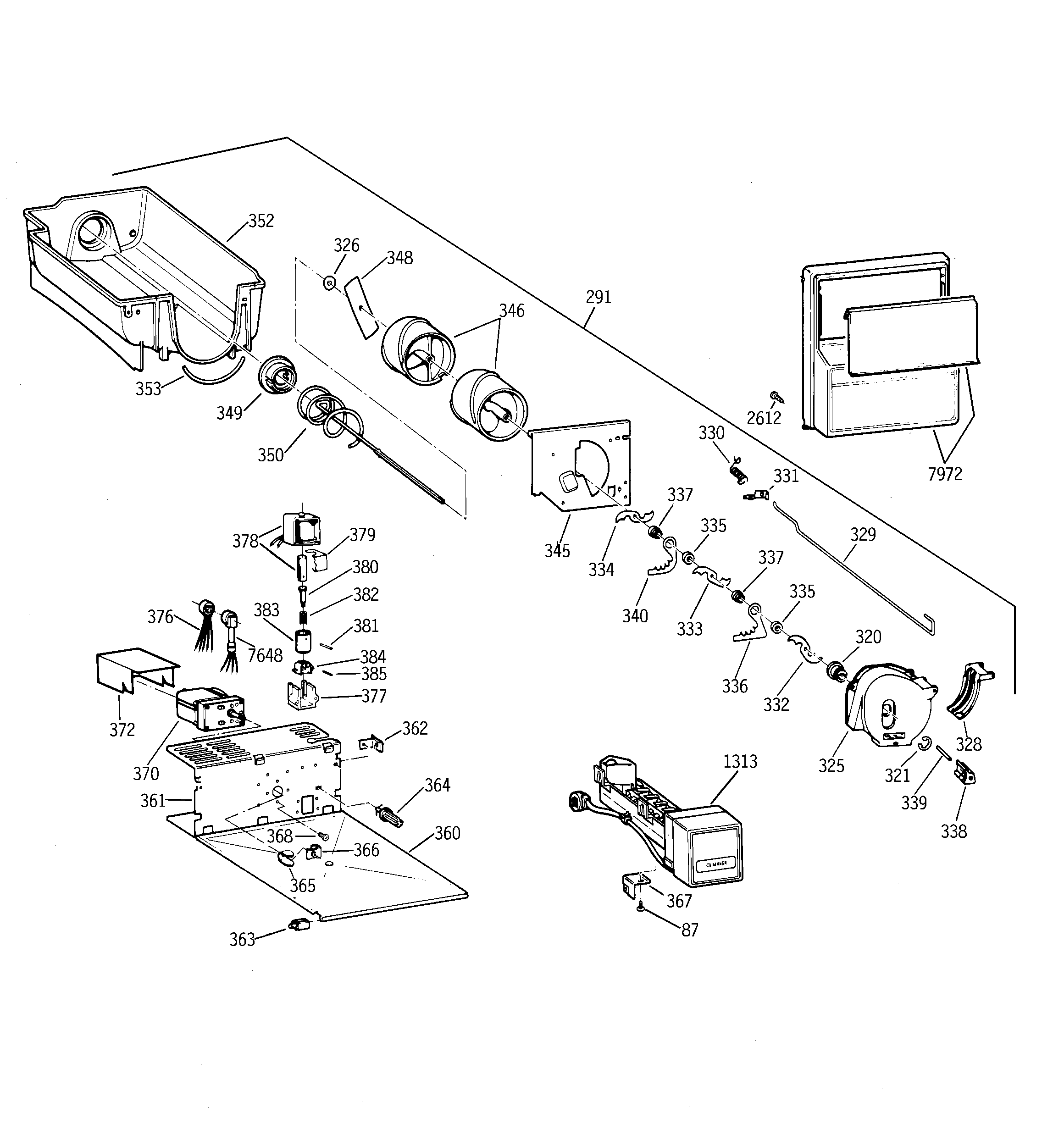 GE ZISW48DSC ice maker & dispenser diagram