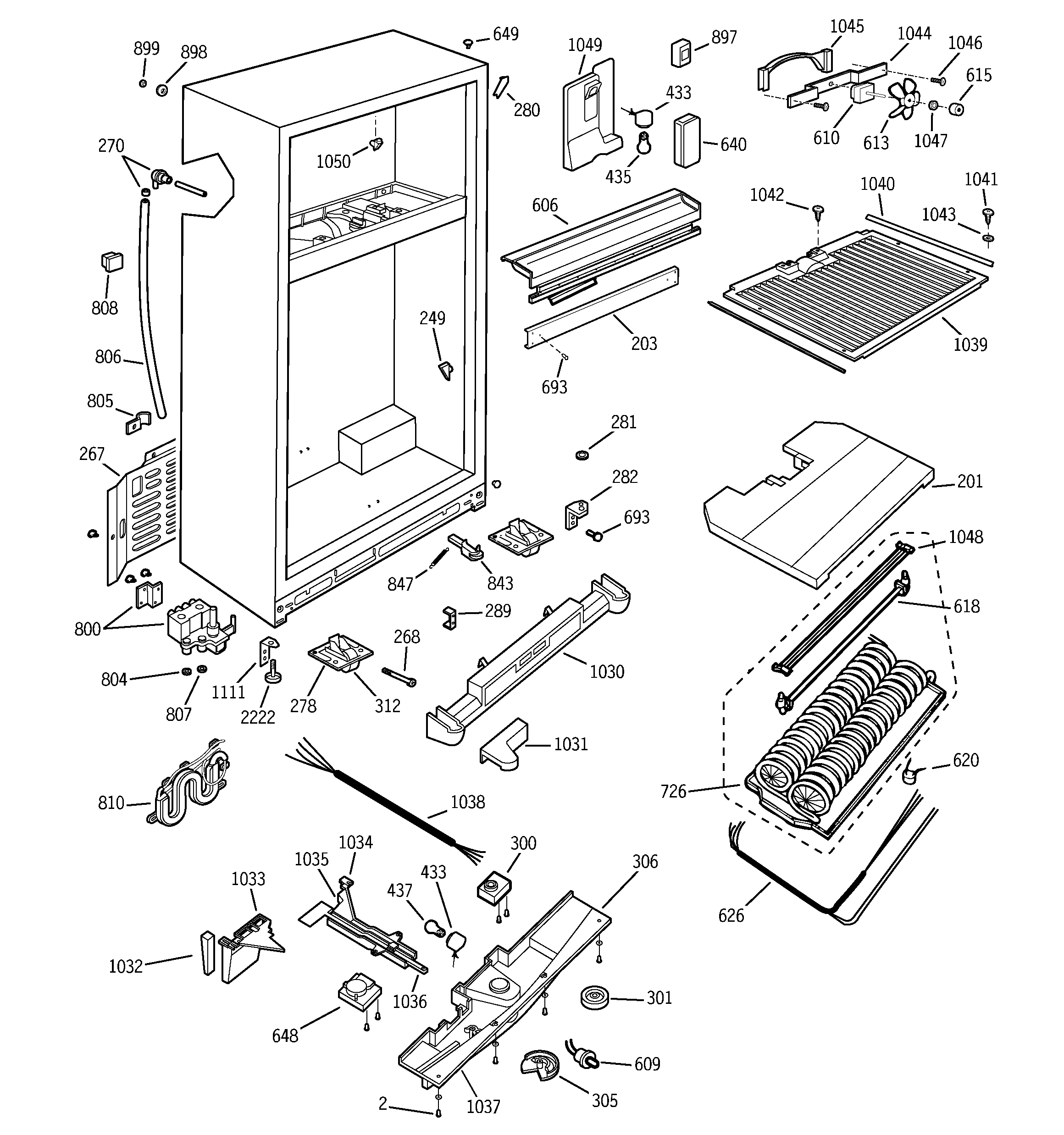 GE TNS22BRCALBS cabinet diagram