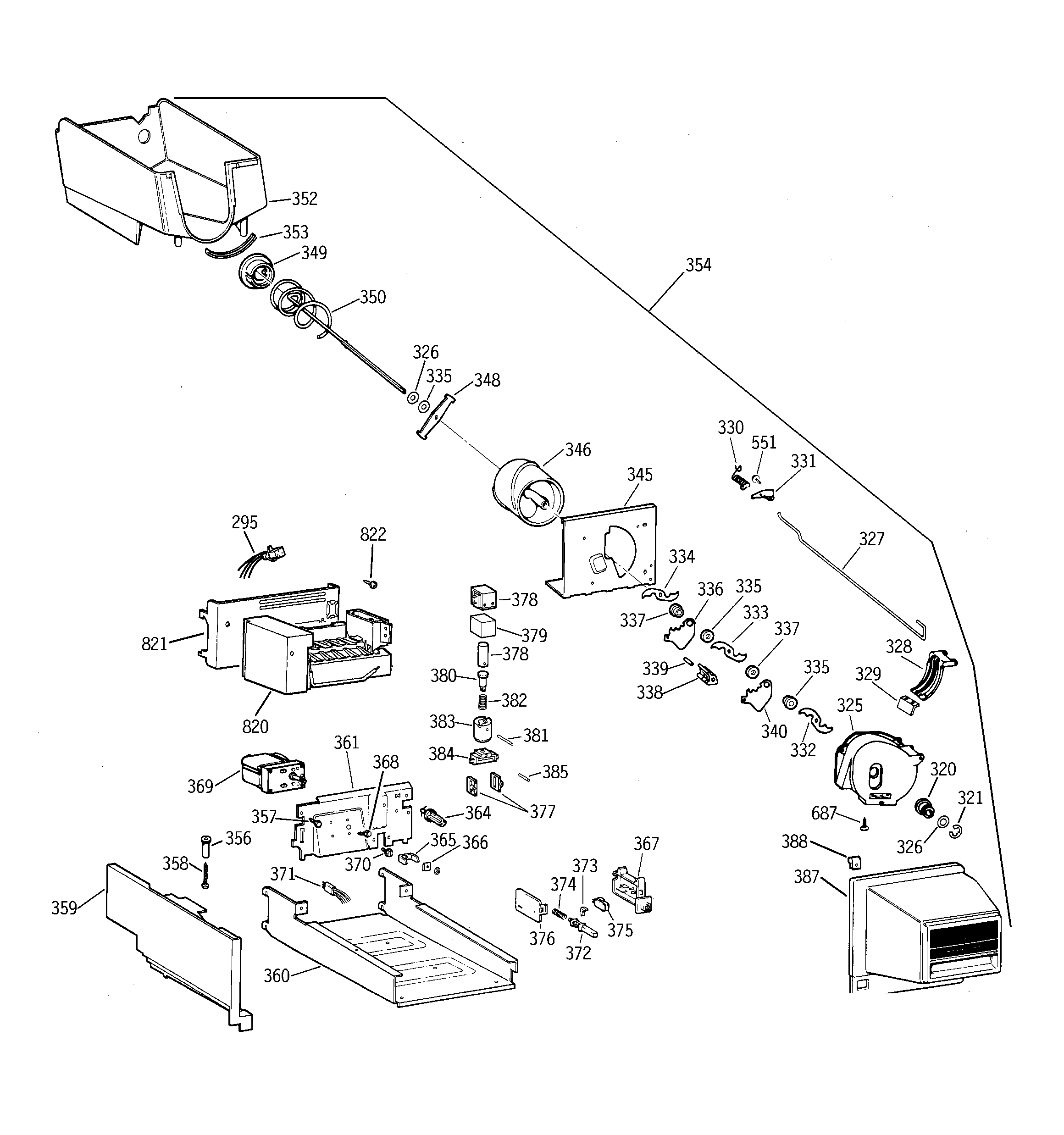 GE TNS22BRCALBS ice bucket diagram