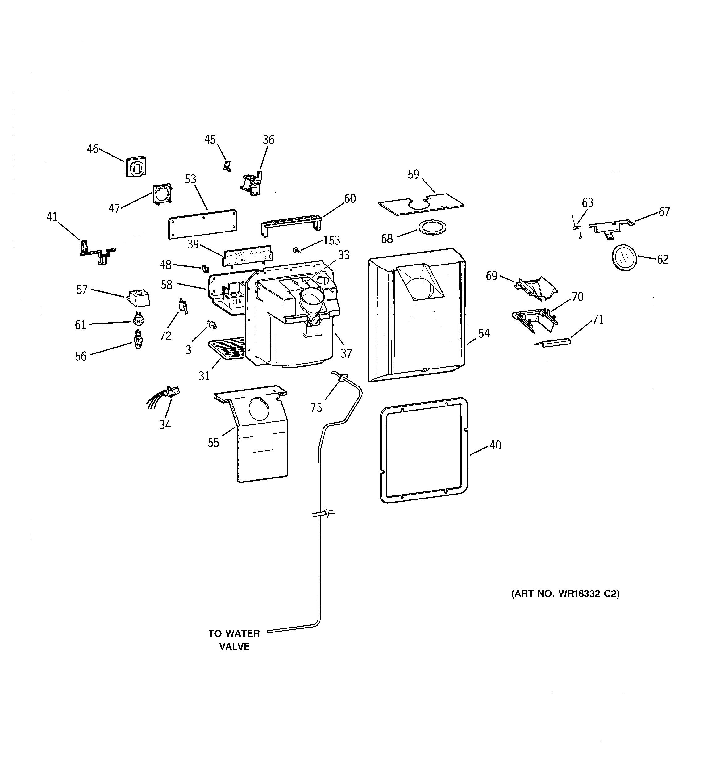 GE TNX22BRCARWW dispenser diagram