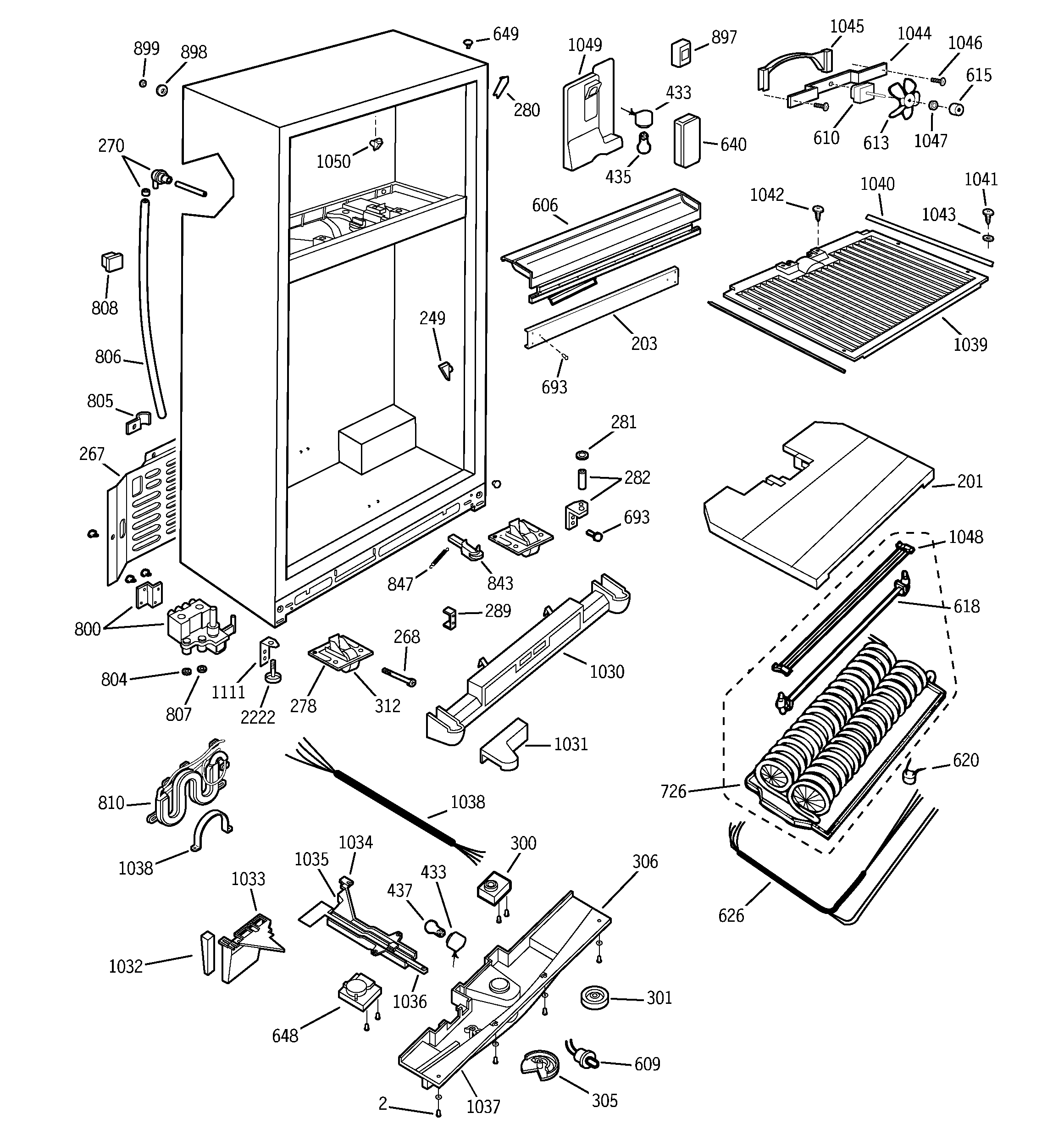 GE TNX22BRCBLBB cabinet diagram