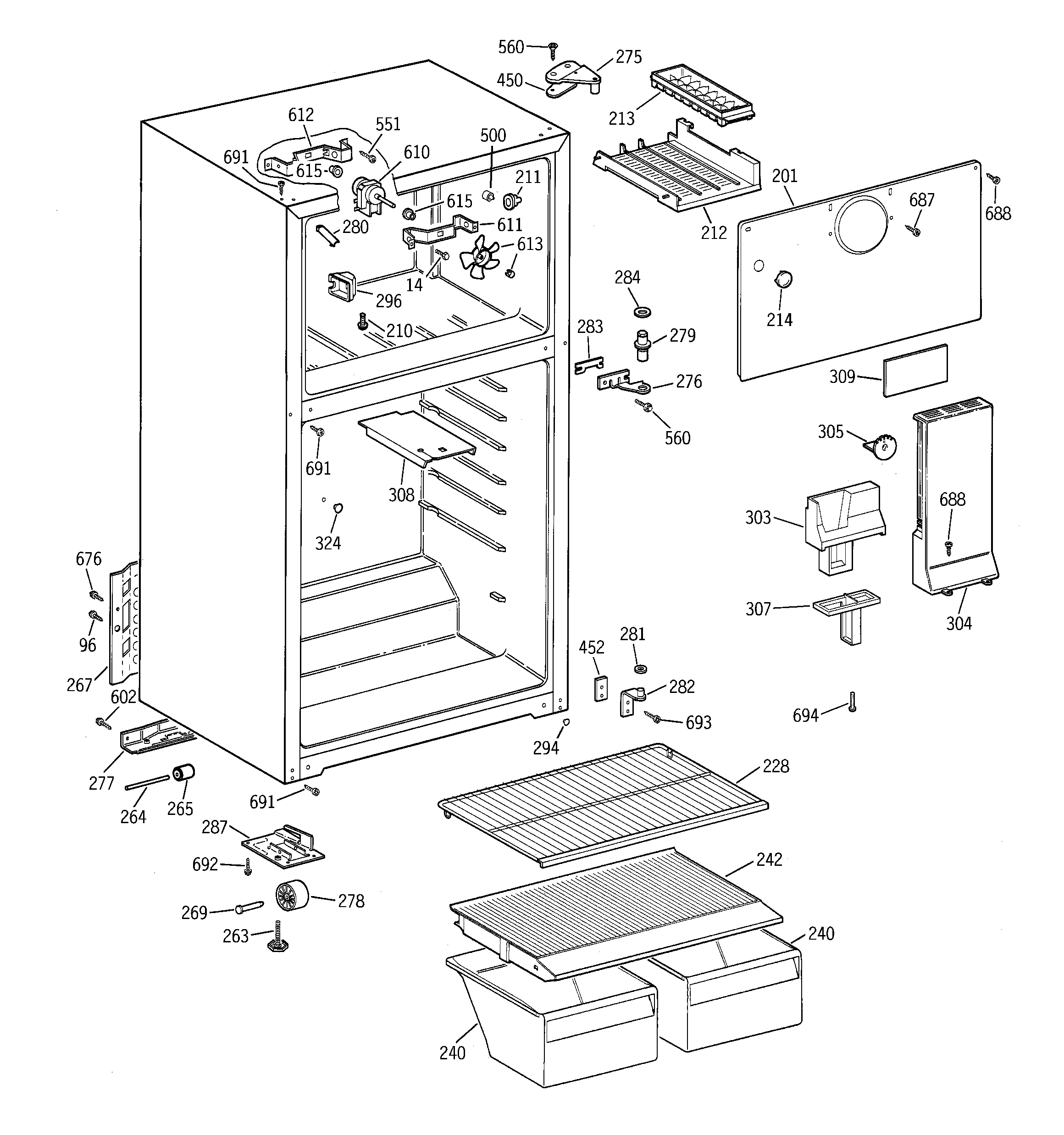 Hotpoint HTS15BBMFRWW cabinet diagram