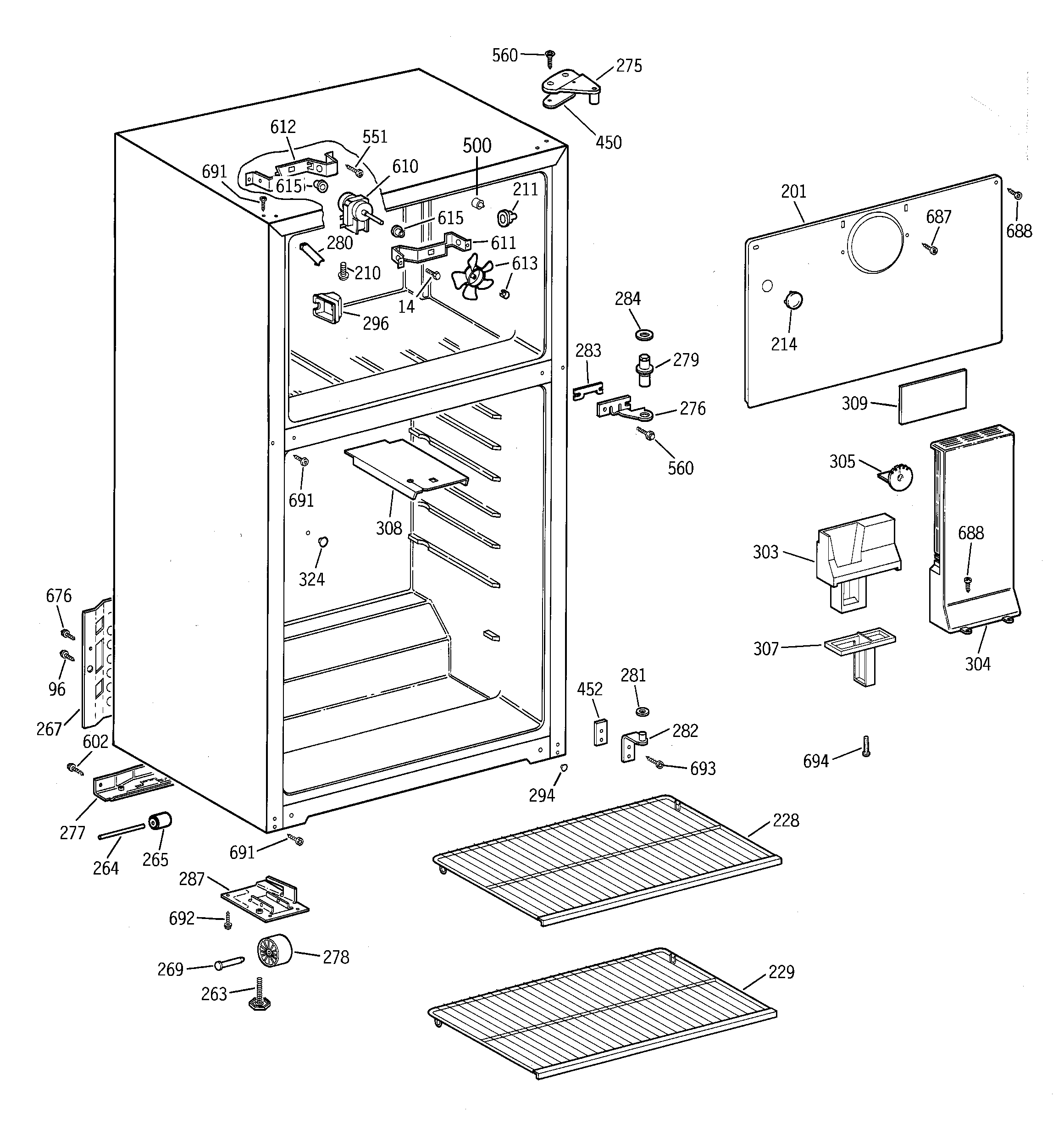 Hotpoint HTR18ABMFRWW cabinet diagram