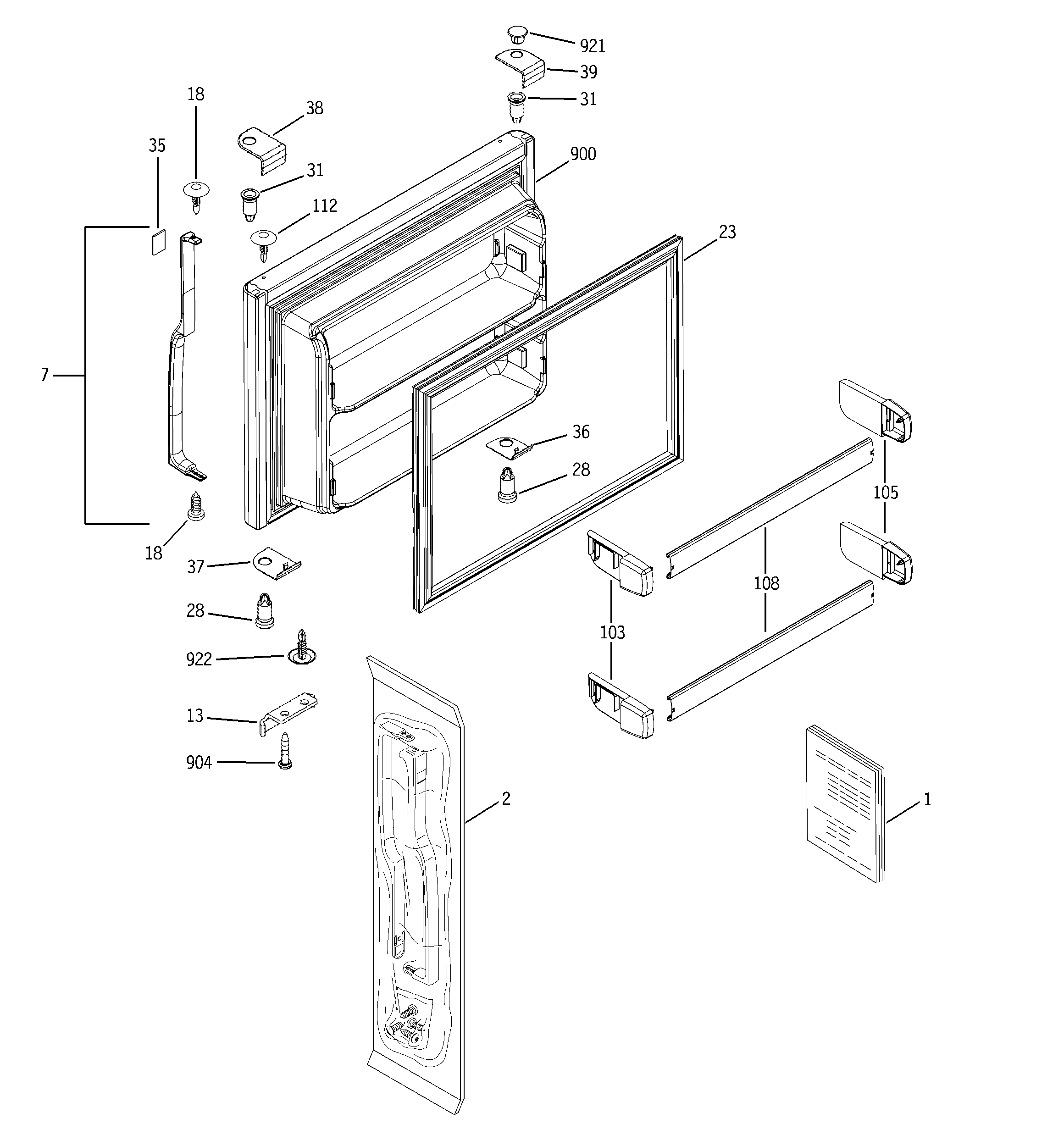 Hotpoint HTG22CBMARWW freezer door diagram