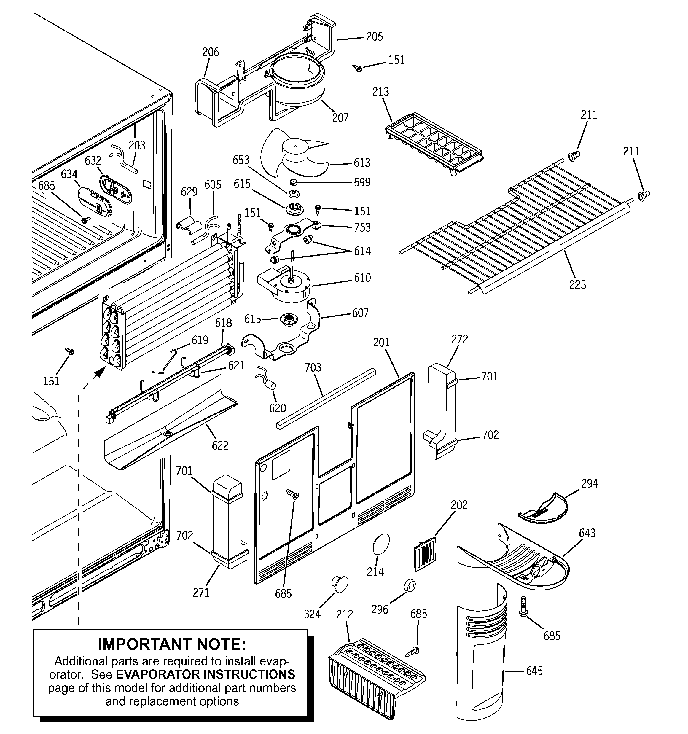 Hotpoint HTG22CBMARWW freezer section diagram
