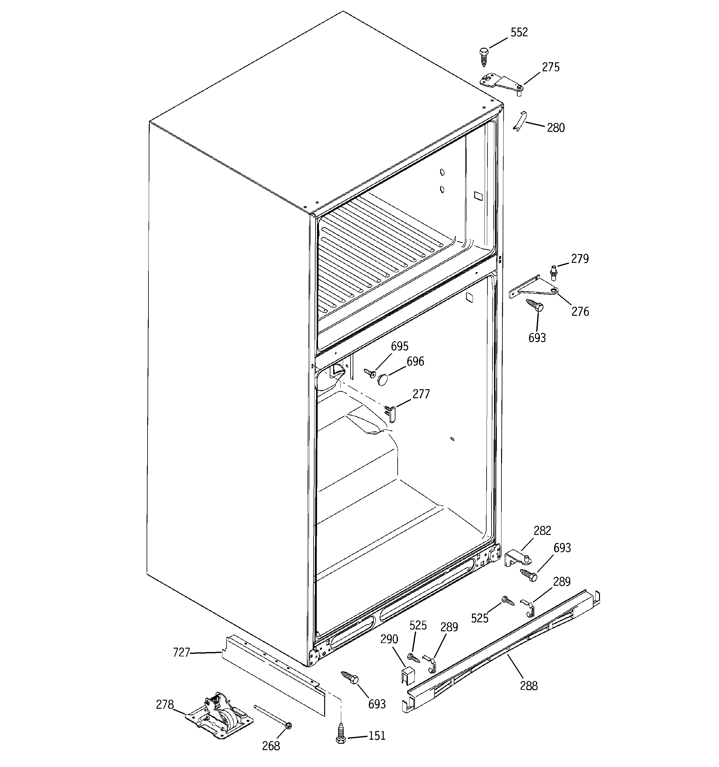 Hotpoint HTG22CBMARWW cabinet diagram