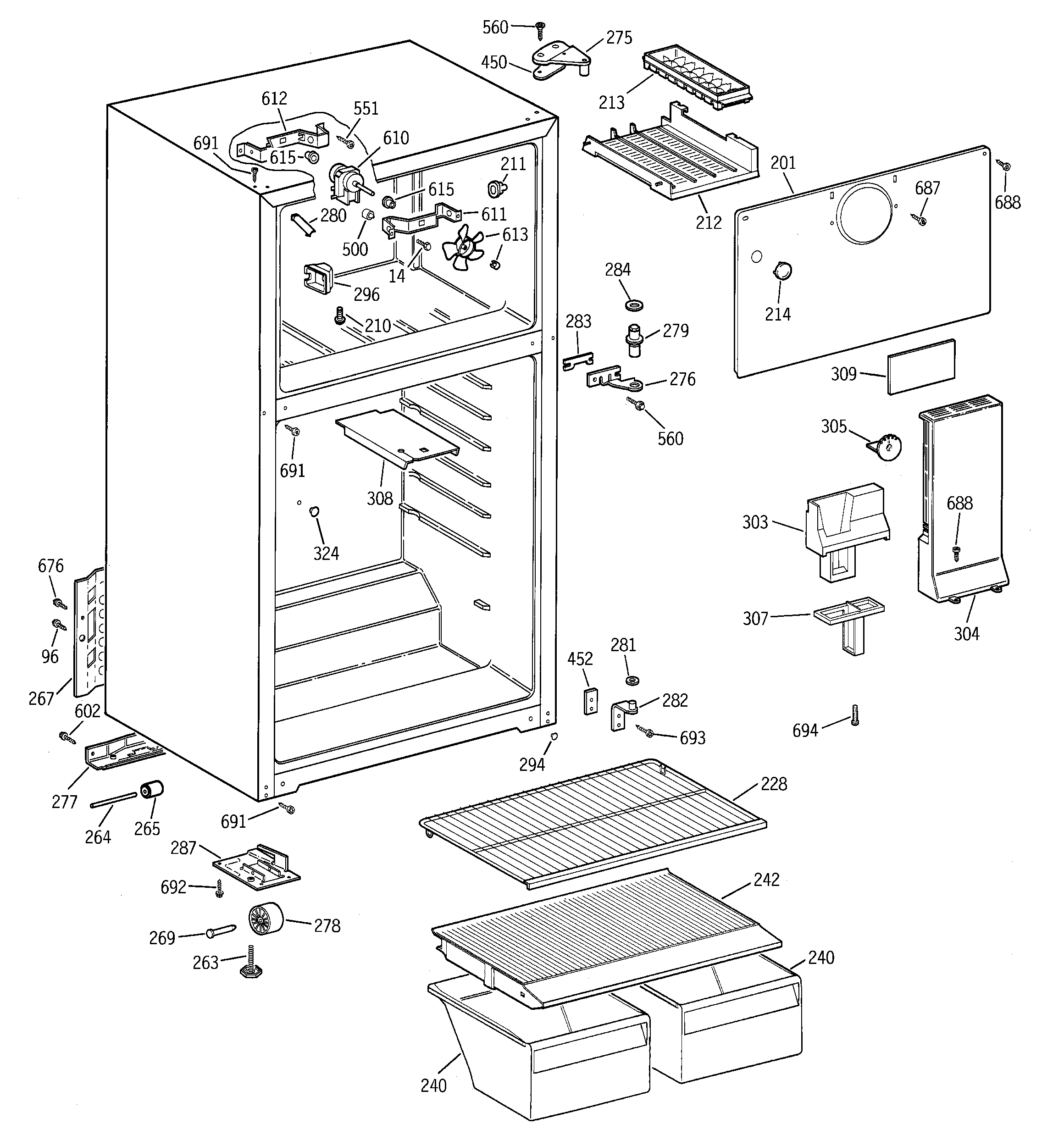Hotpoint HTS16BBMFRWW cabinet diagram