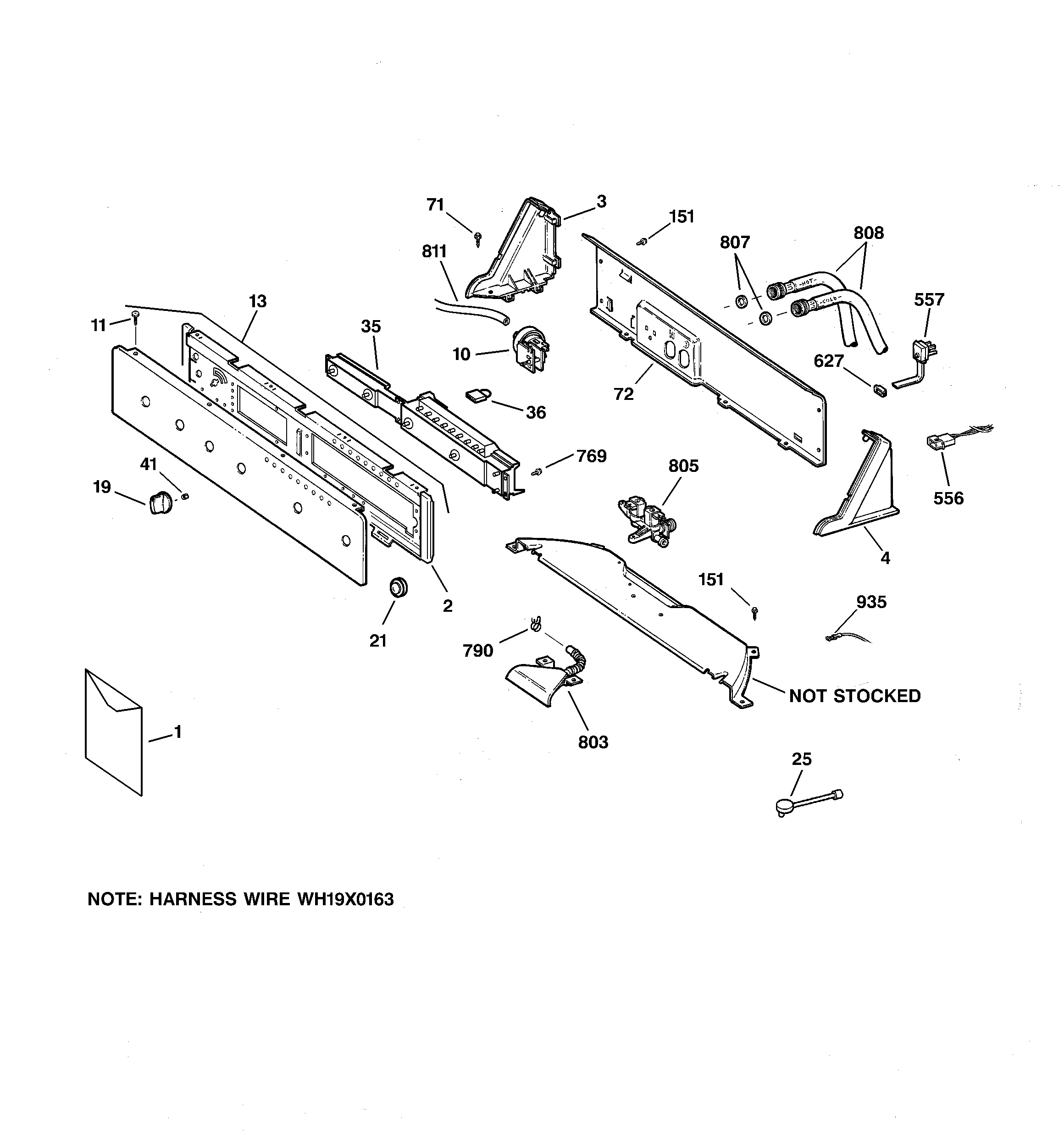 GE WHDSE820C9WW controls & backsplash diagram