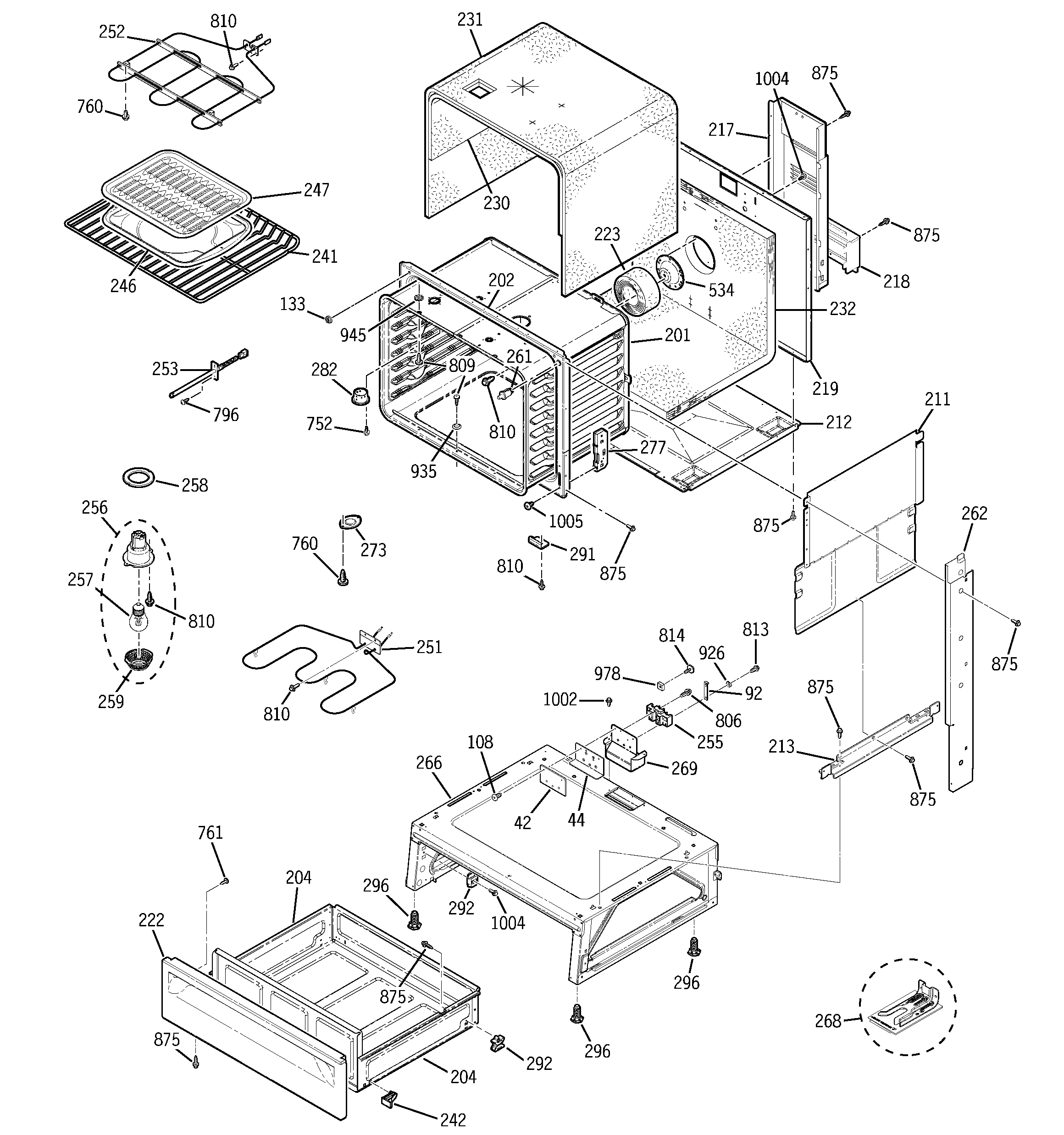 GE JSP47WF1WW body parts diagram