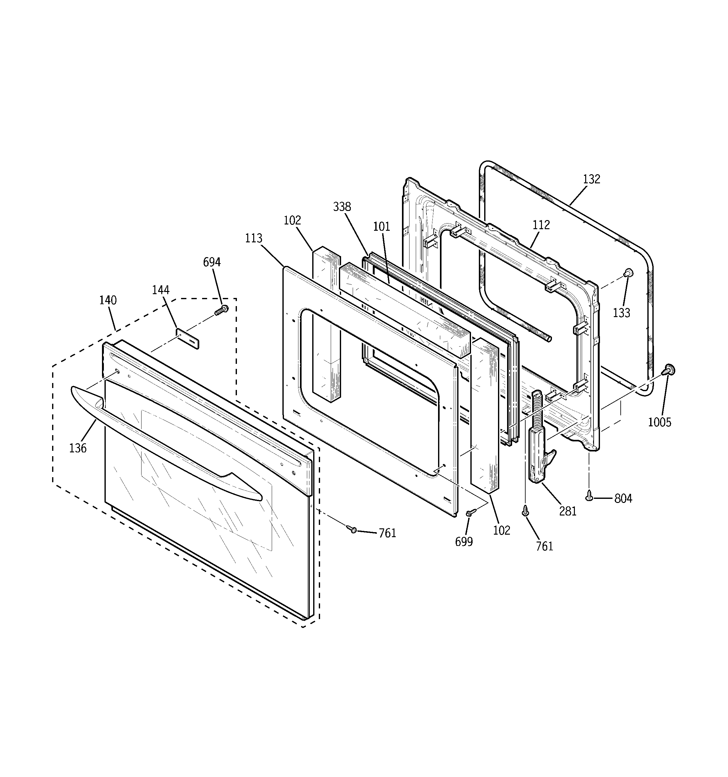 GE JDP47CF1CC door diagram