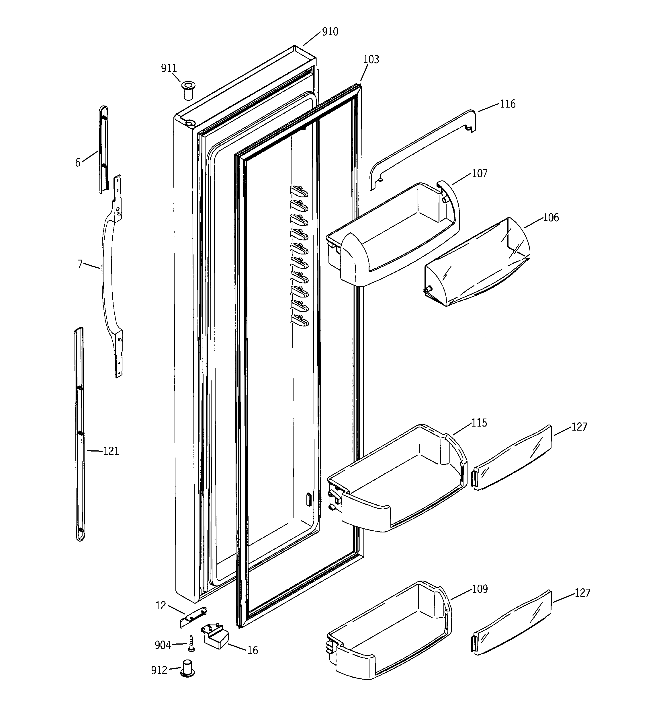 GE GSS25YGNAWW fresh food door diagram