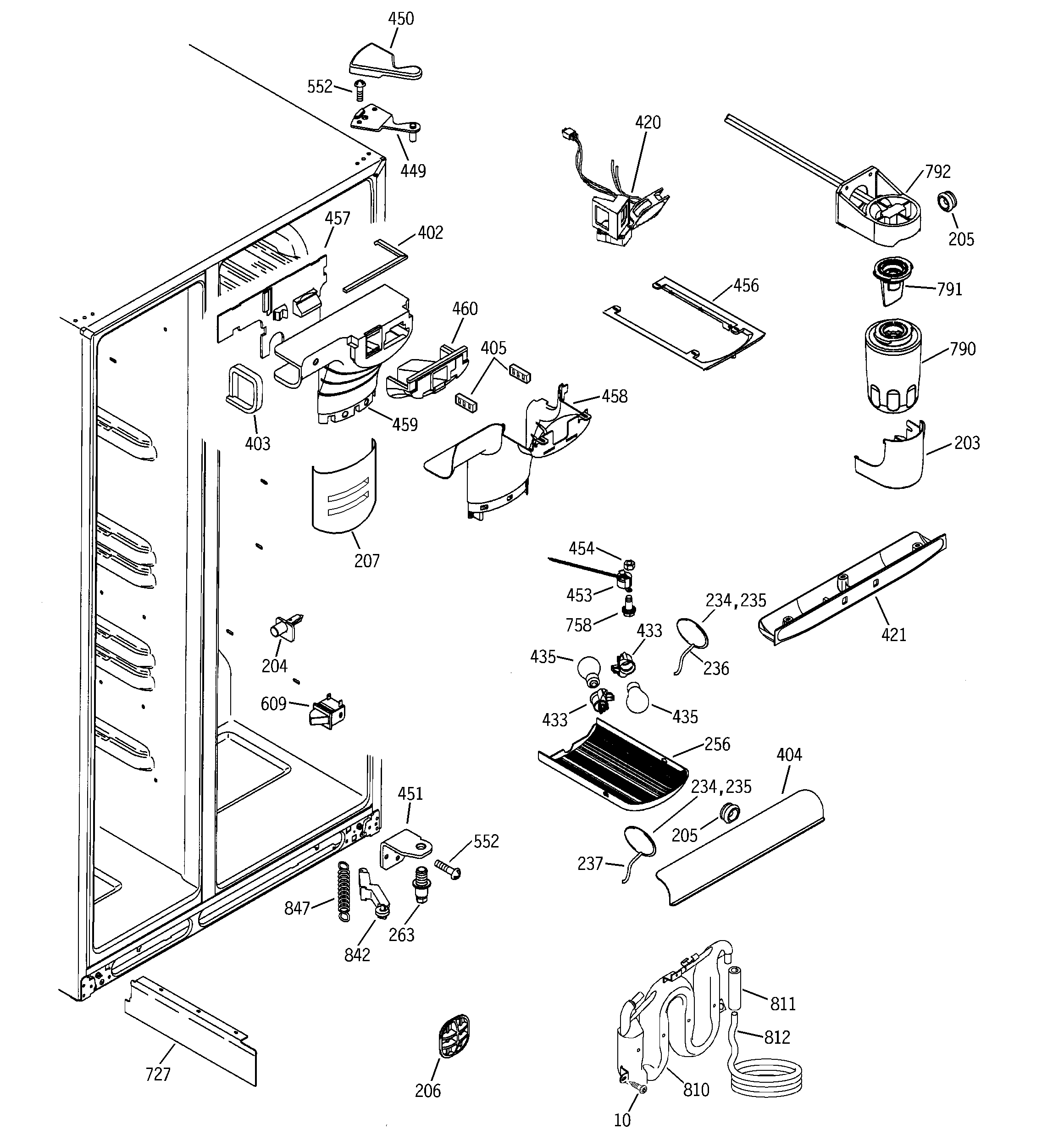 GE GSS25YGNAWW fresh food section diagram