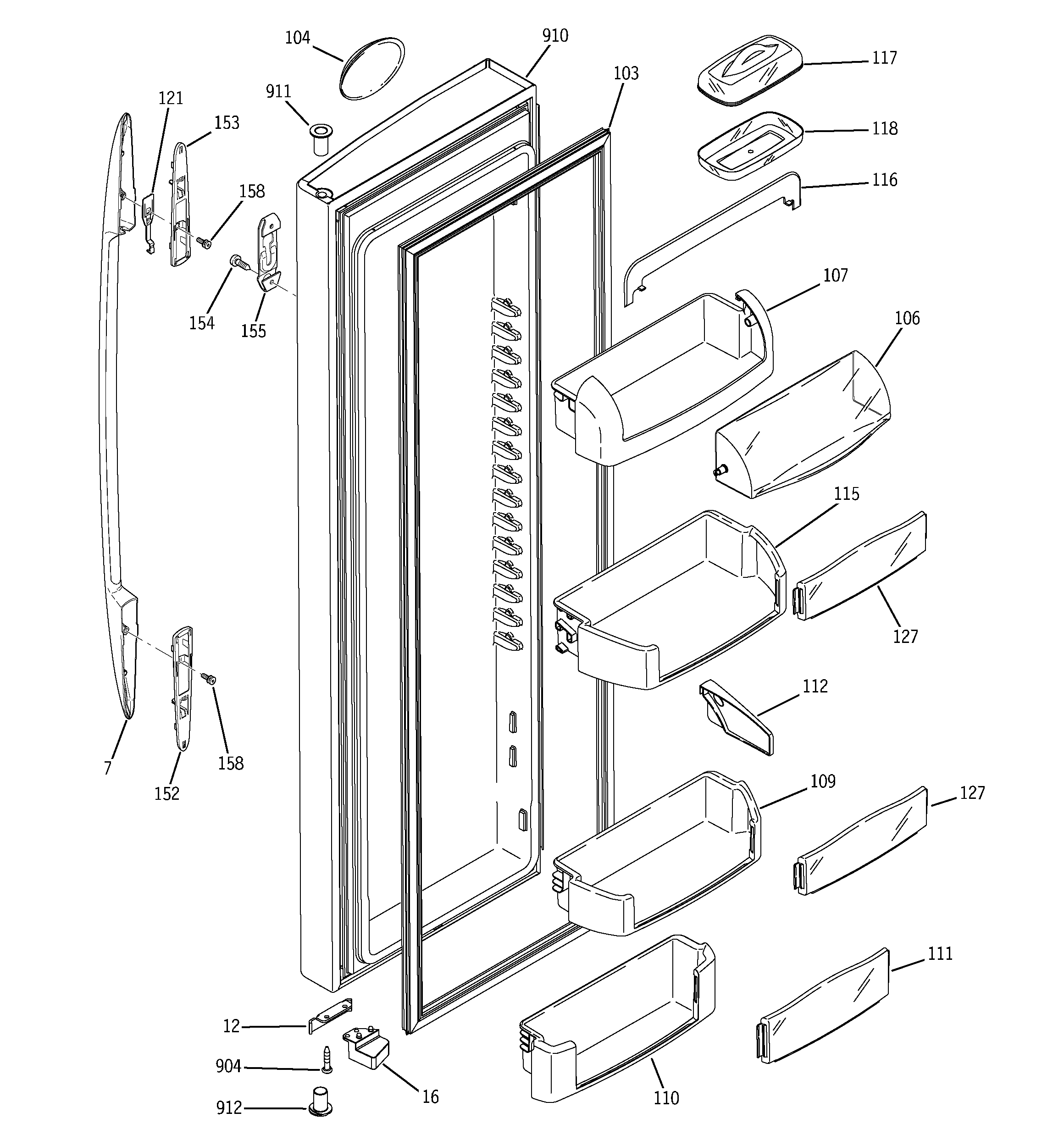 GE PSC23SSNASS fresh food door diagram