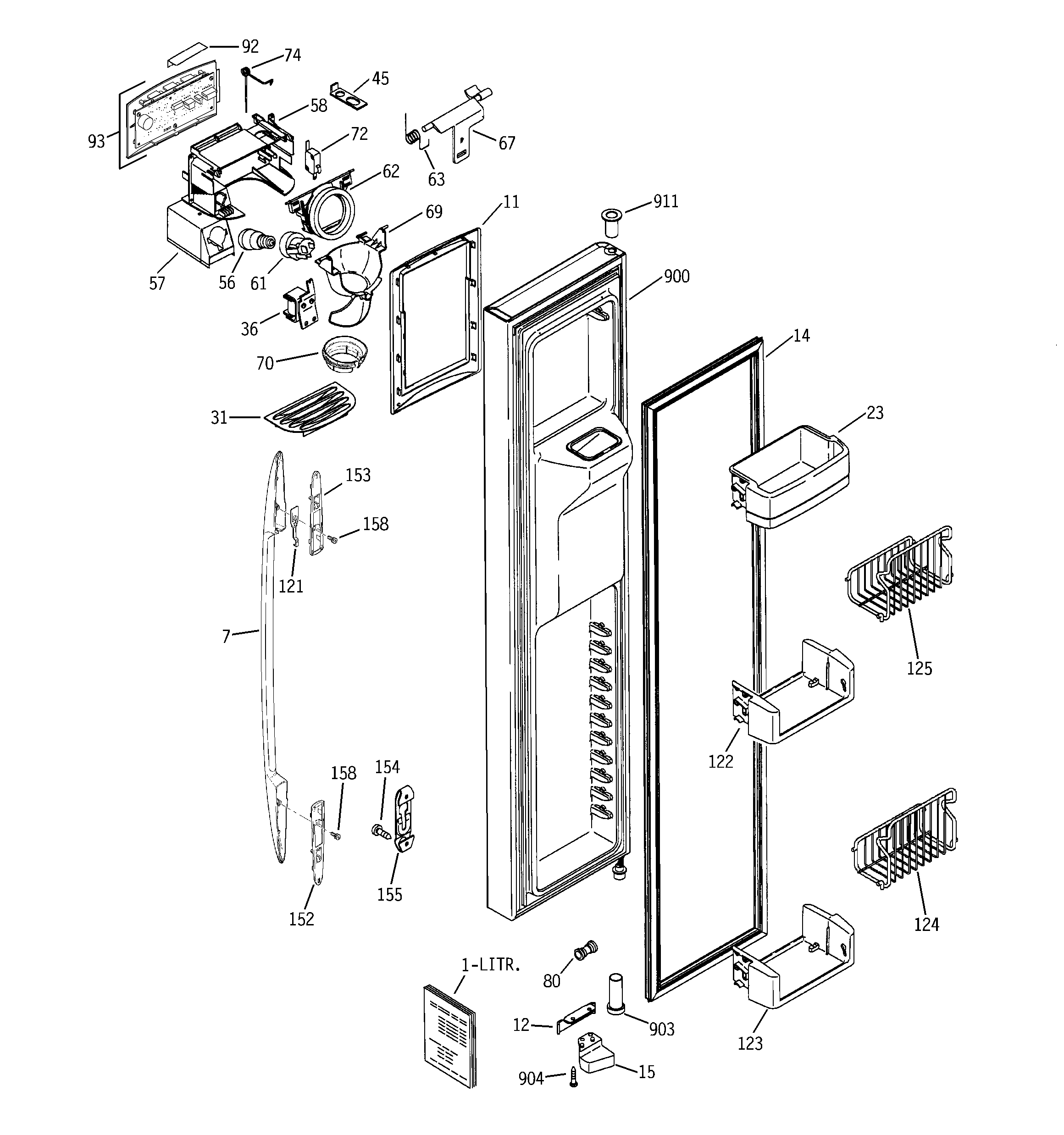 GE PSW26SSNASS freezer door diagram