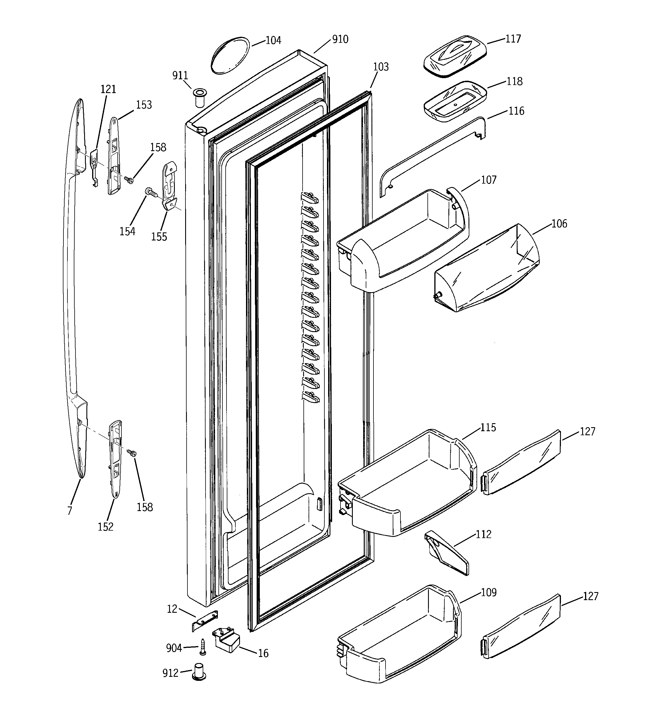 GE PSW26SSNASS fresh food door diagram