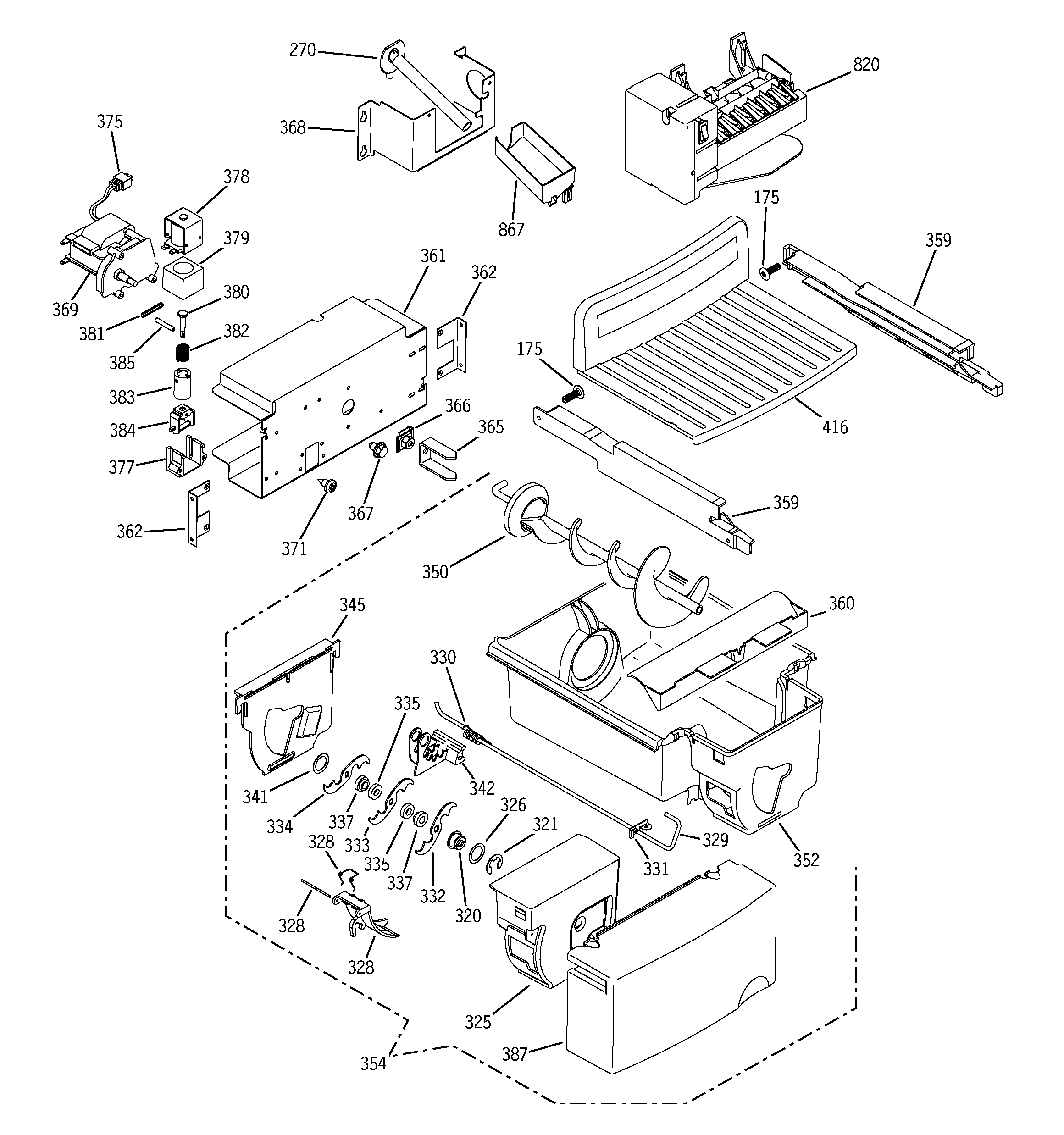 GE PSW26SSNASS ice maker & dispenser diagram