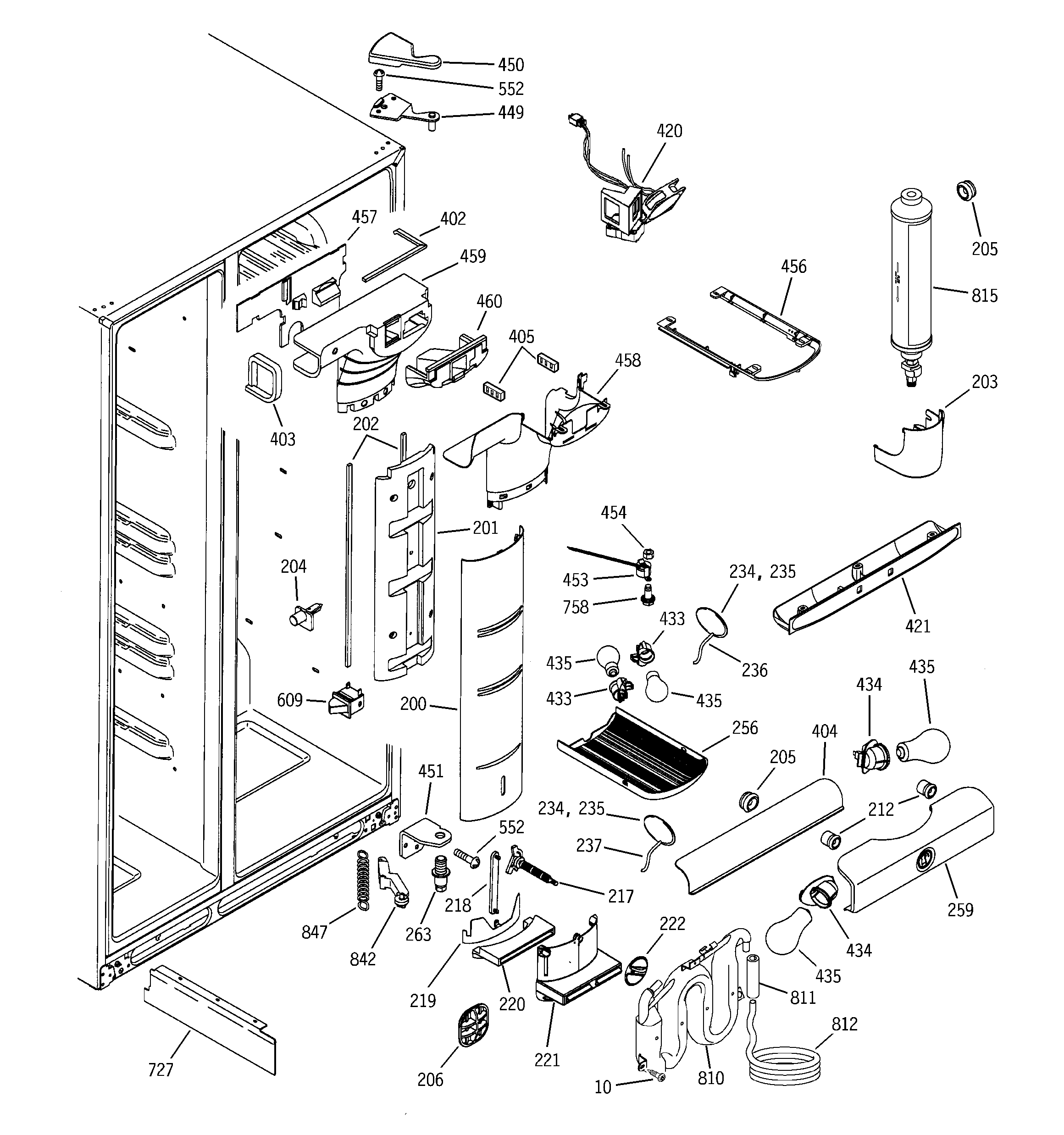 GE PCP21SIMFFBS fresh food section diagram