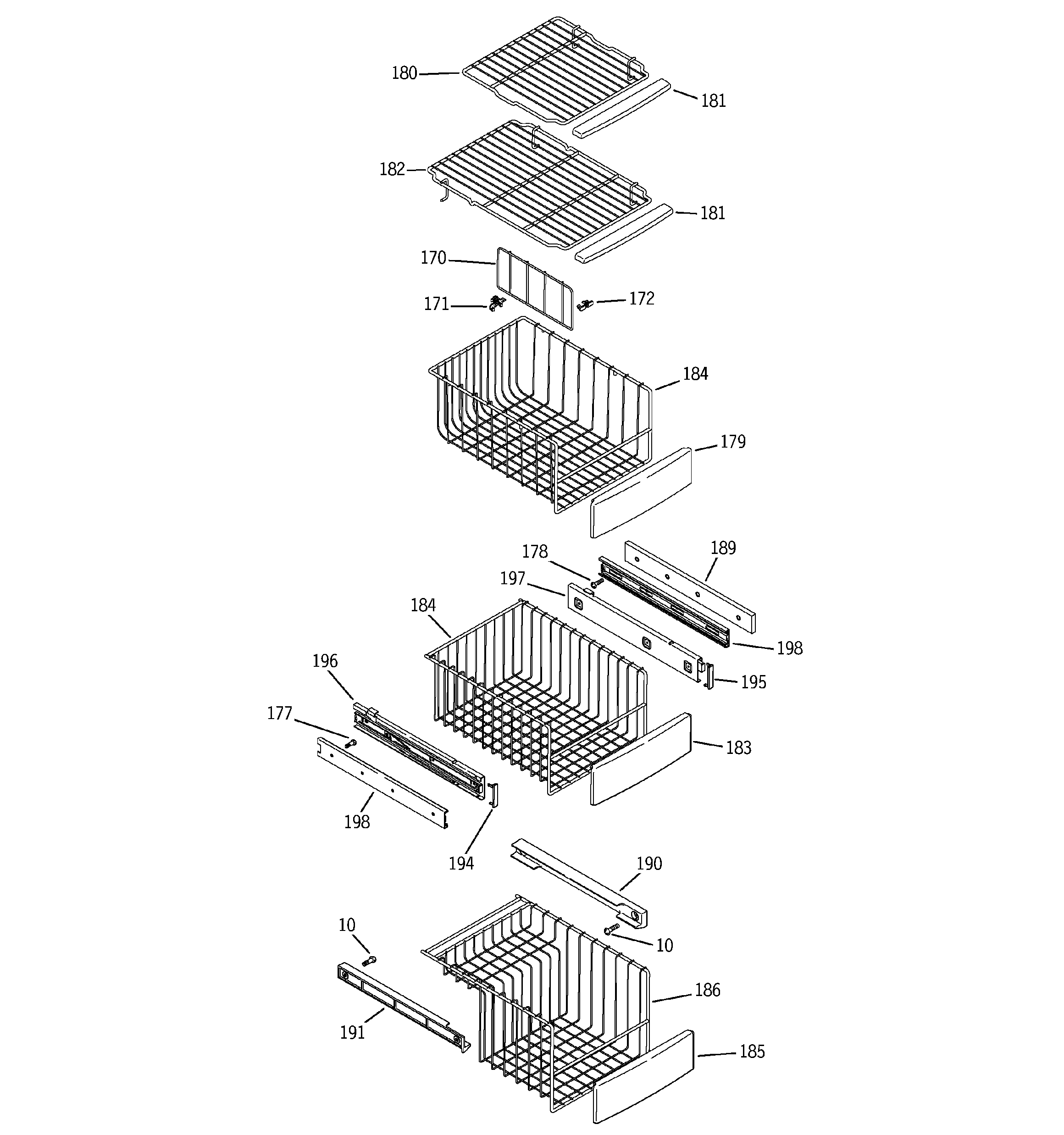 GE PSP25SGMFCBS freezer shelves diagram