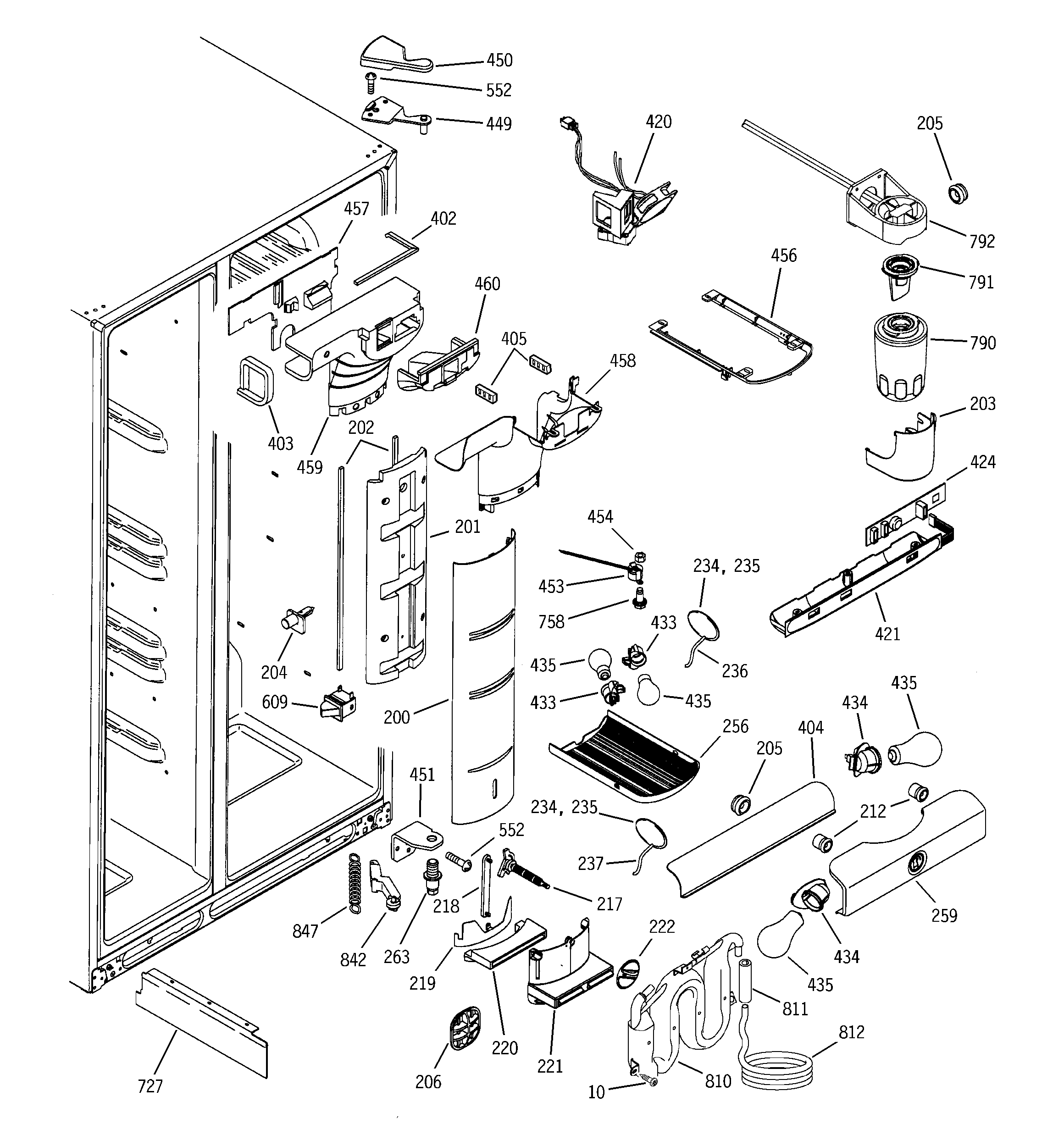 GE PSP25SGMFCBS fresh food section diagram