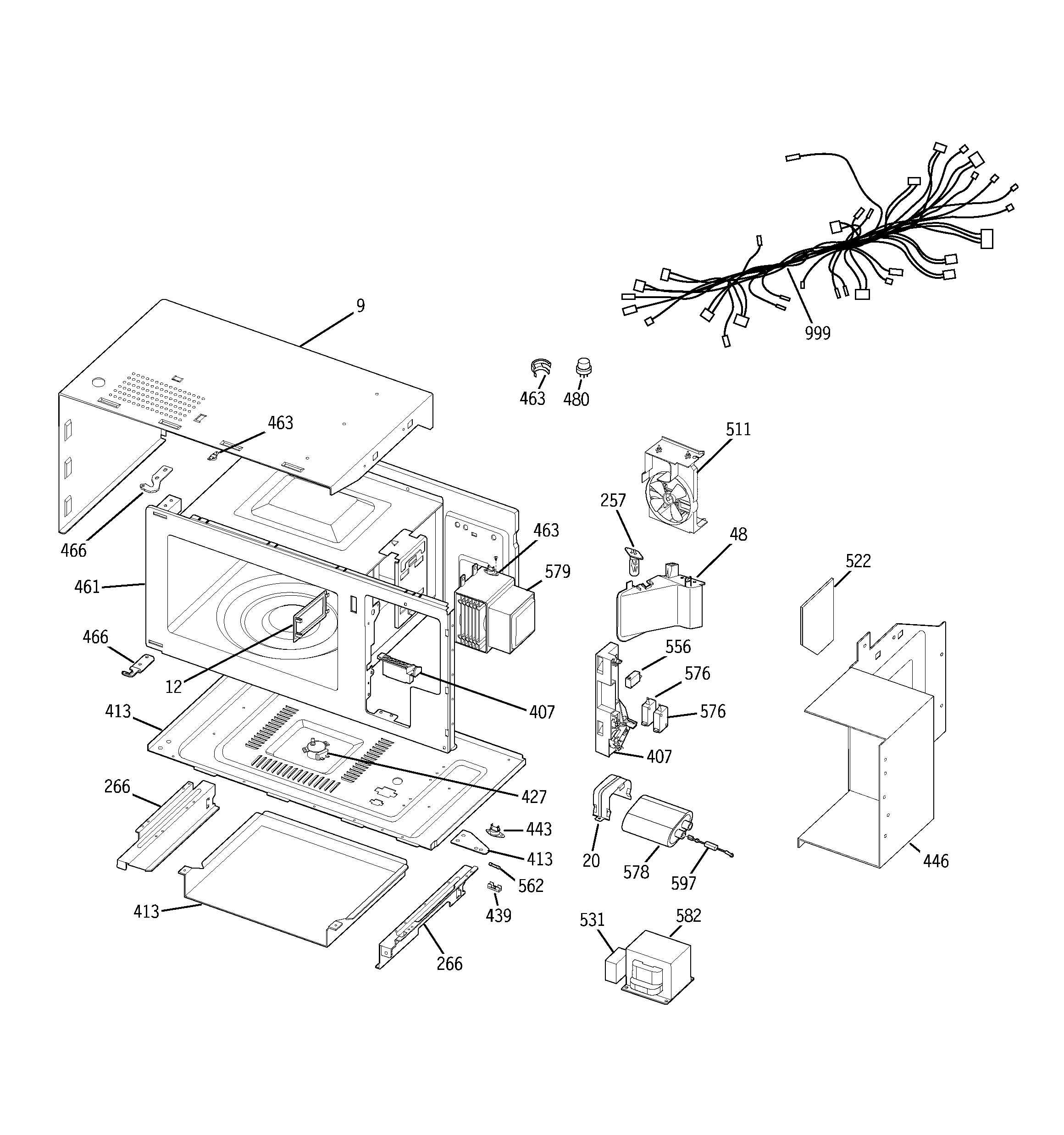 GE JTP86WF1WW microwave body parts diagram