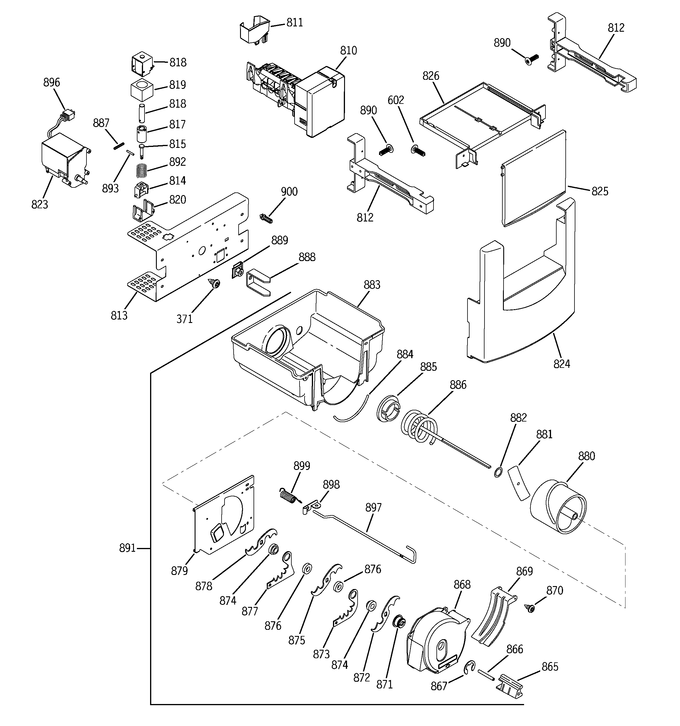 GE ZISB360DMB ice maker & dispenser diagram
