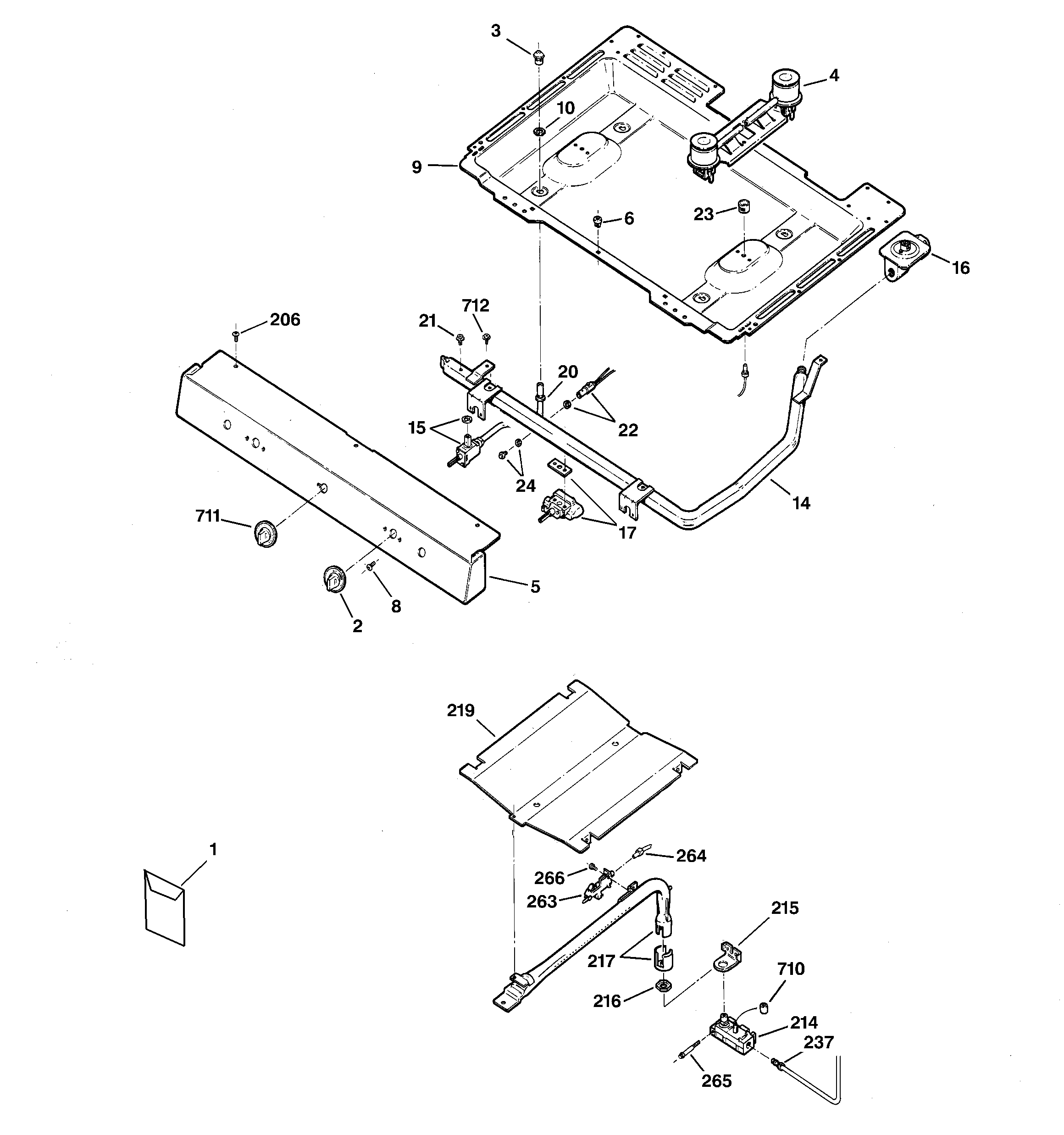Kenmore 36271090300 gas & burner parts diagram
