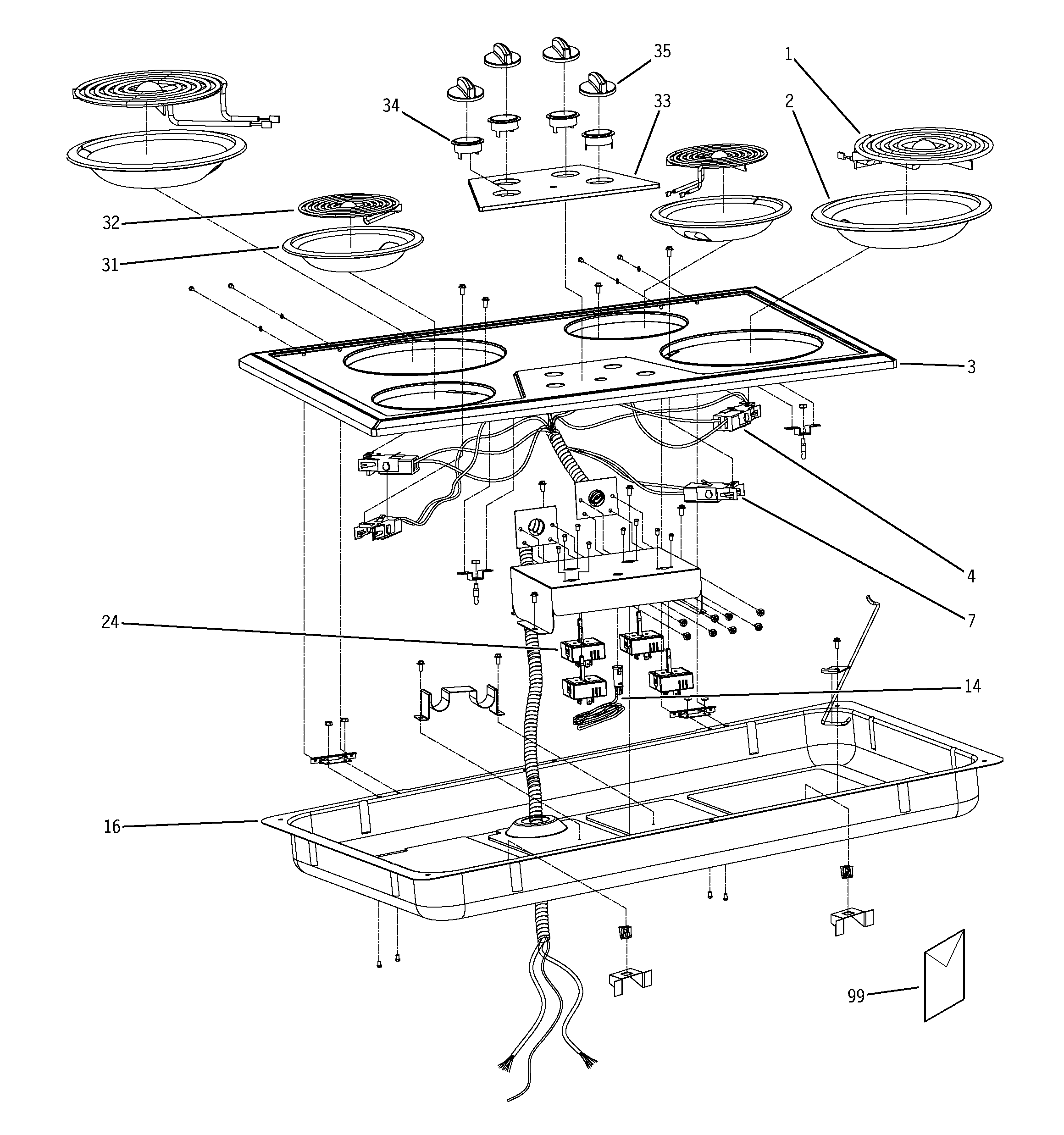 Kenmore 36343484200 cooktop diagram