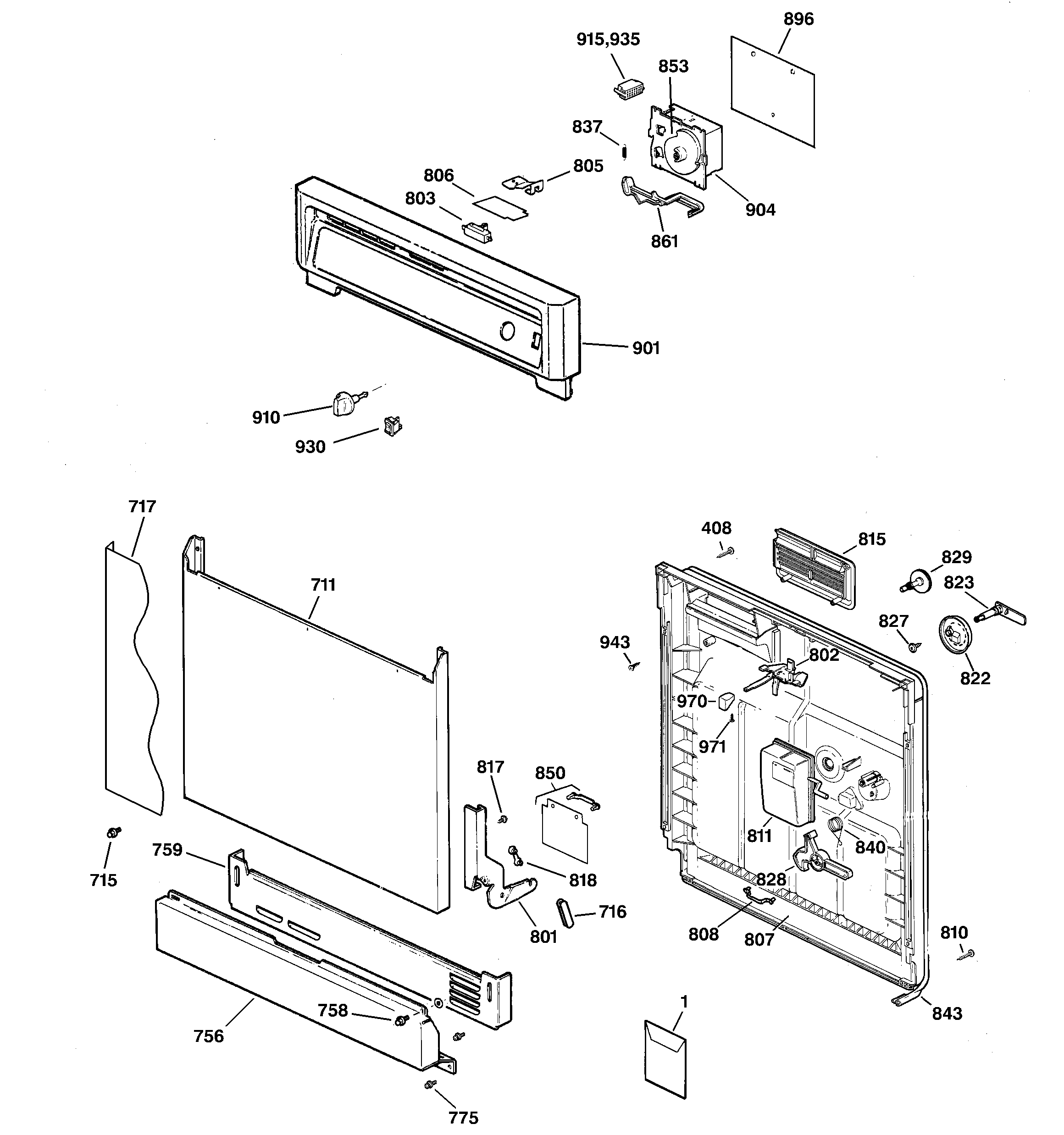 Kenmore 36314181200 escutcheon & door assembly diagram