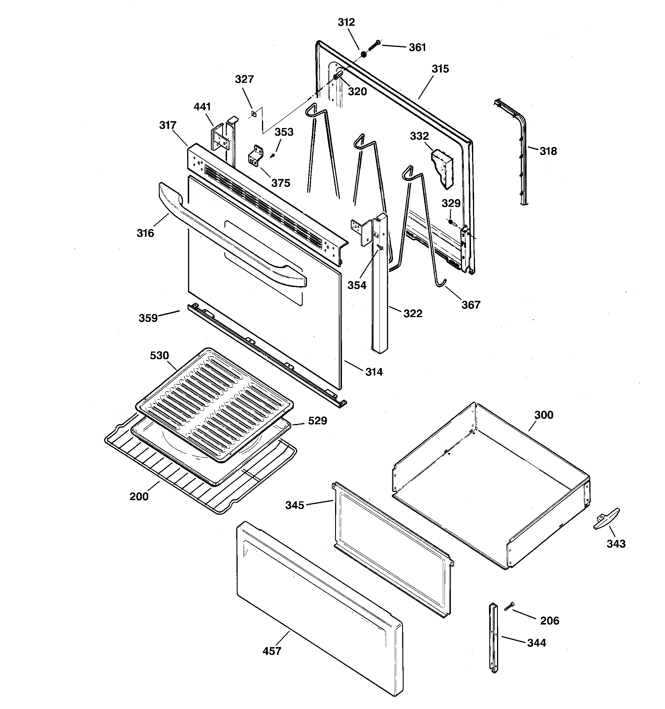Kenmore 36261101001 door & drawer parts diagram