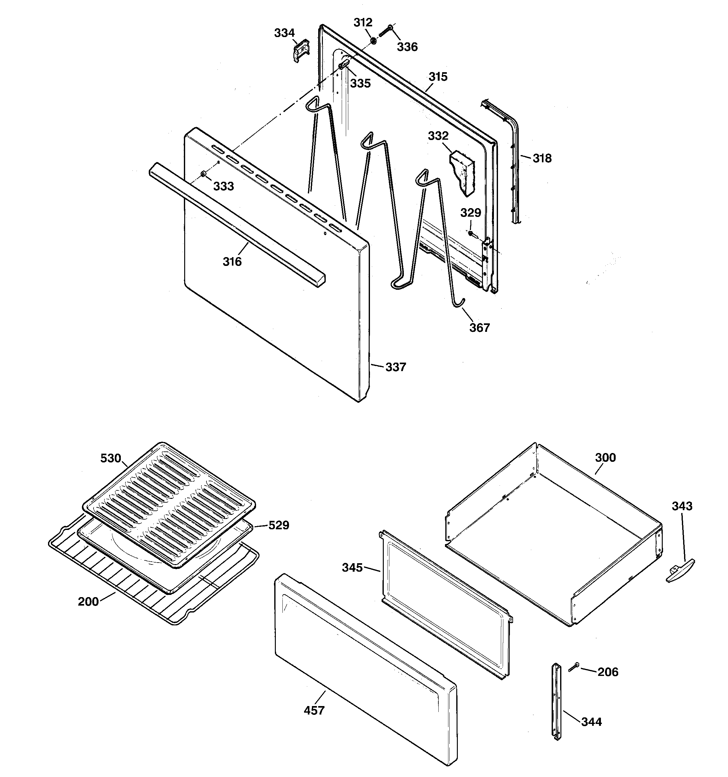Kenmore 36262788001 door & drawer parts diagram
