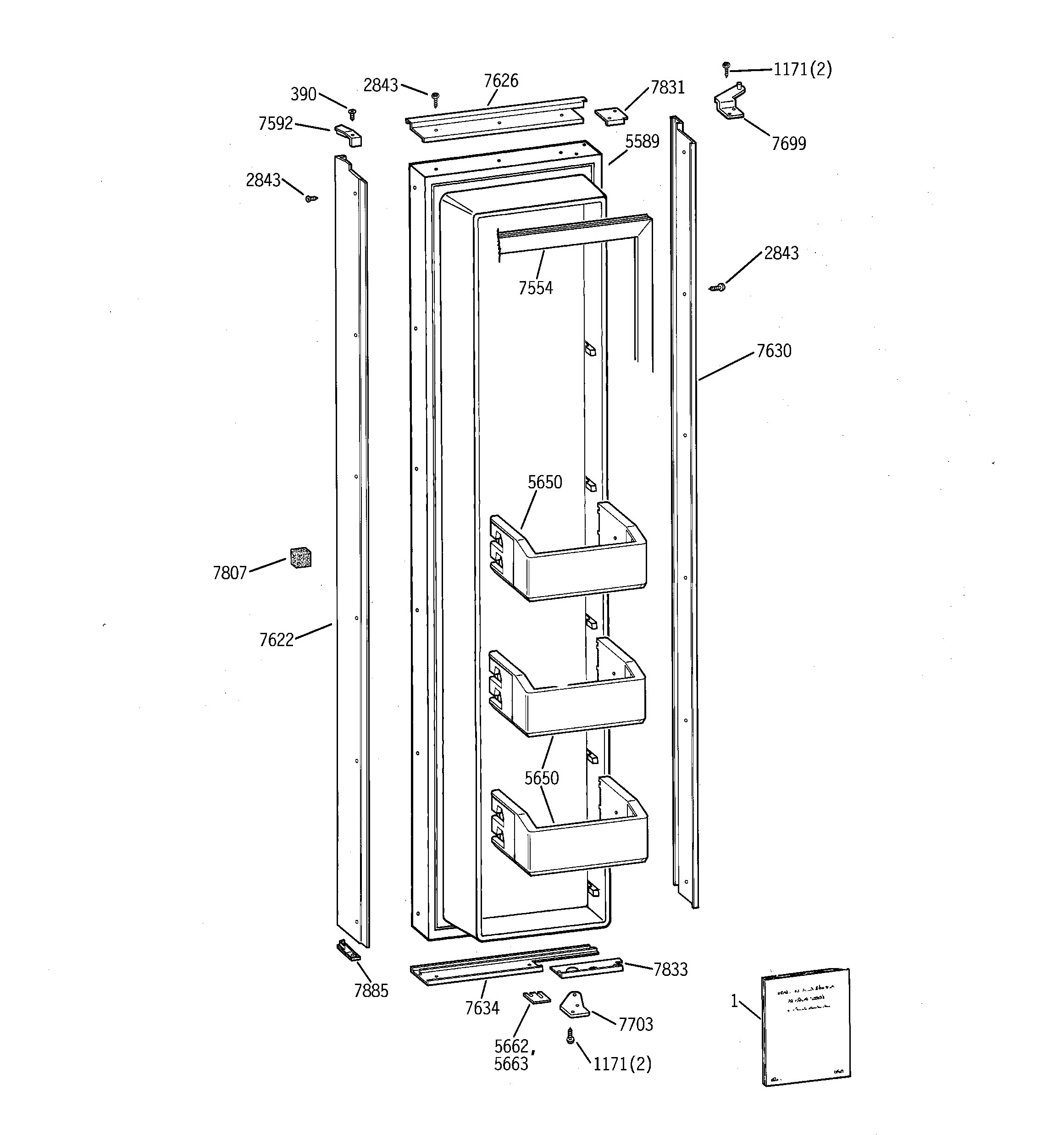 GE ZIS36NRC freezer door diagram