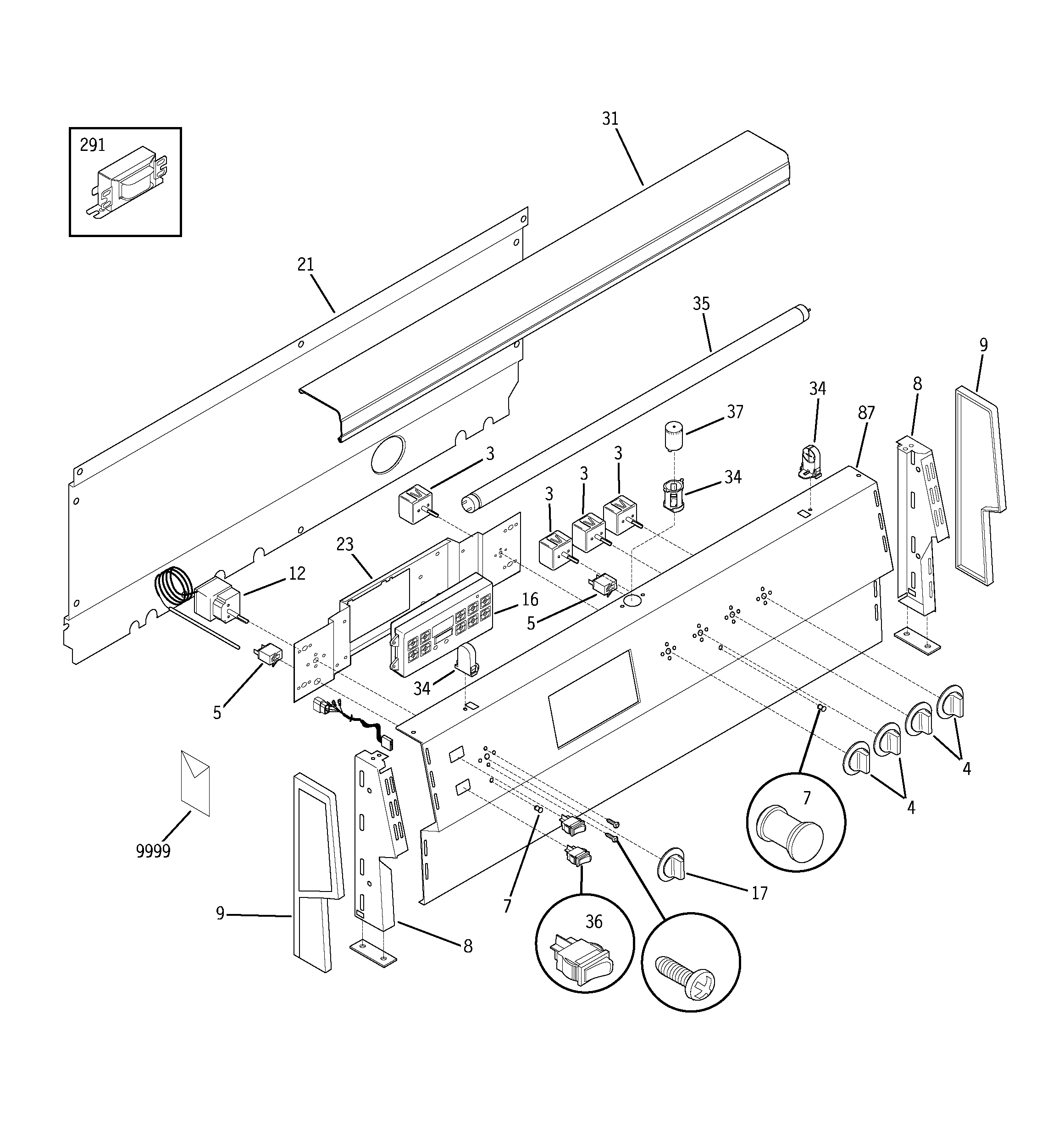 GE JCP67Y6WW control panel diagram