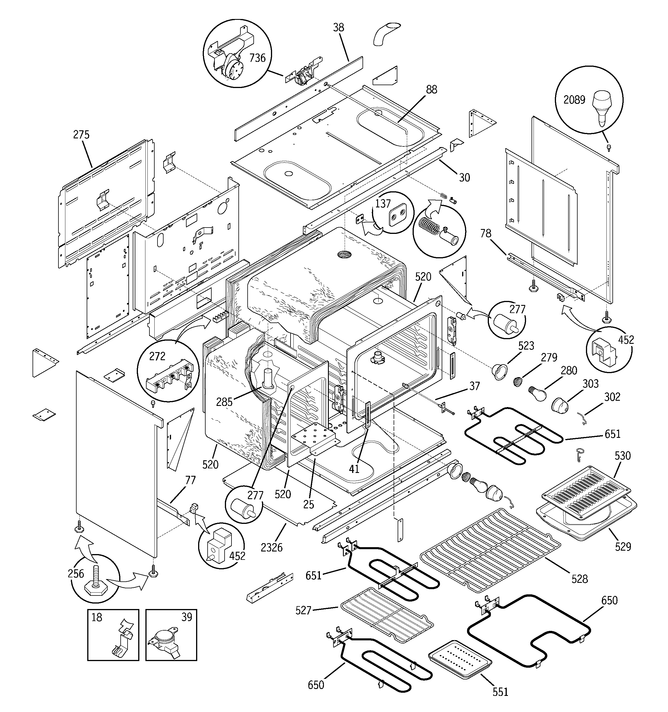 GE JCP67Y6WW body parts diagram