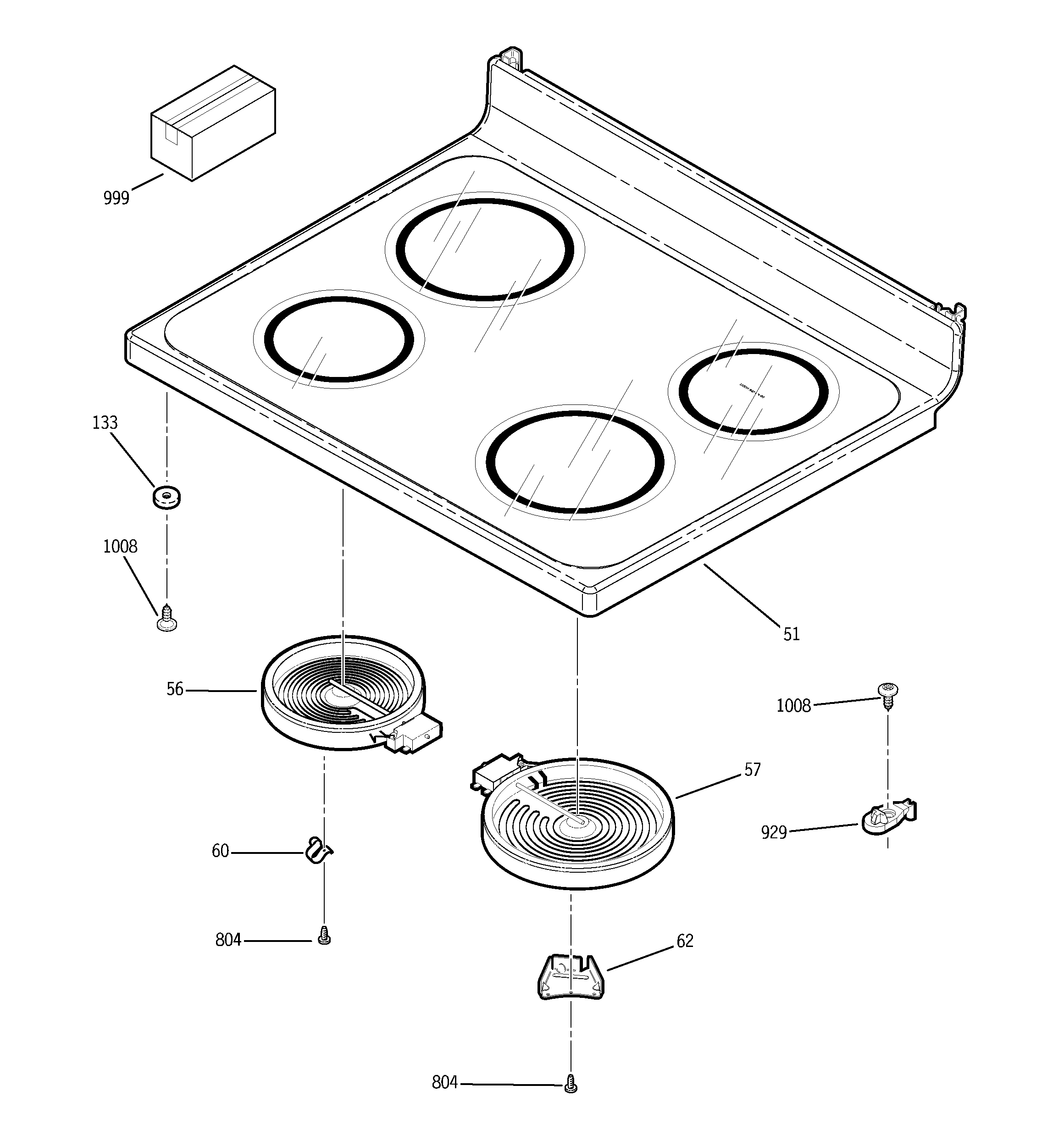 GE EER3001D01SS cooktop diagram