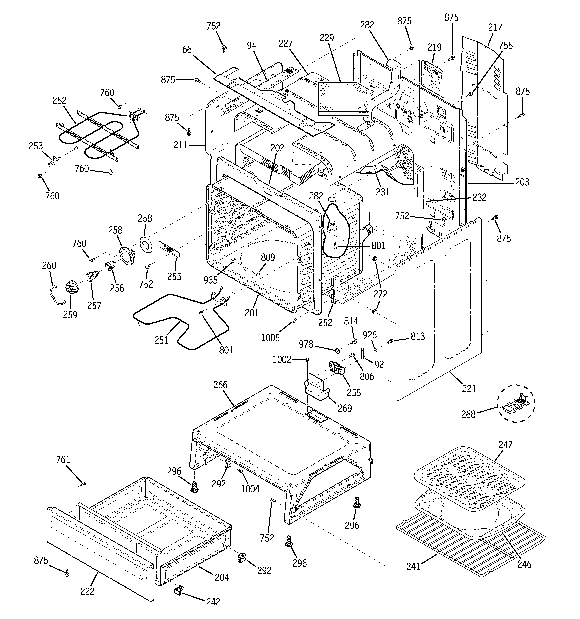 GE JBP64BB2CT body parts diagram