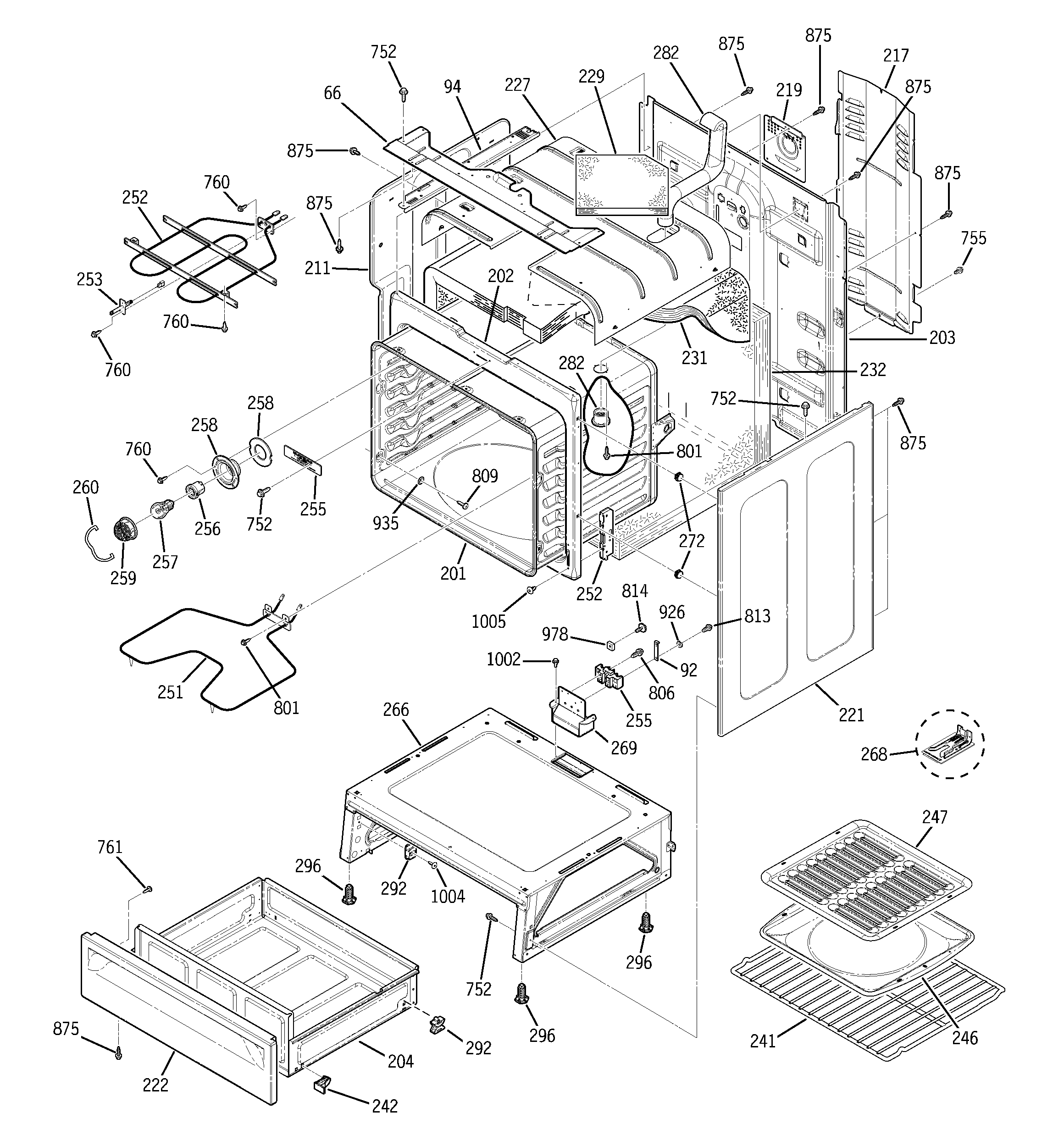 GE JBP68HD2WW body parts diagram