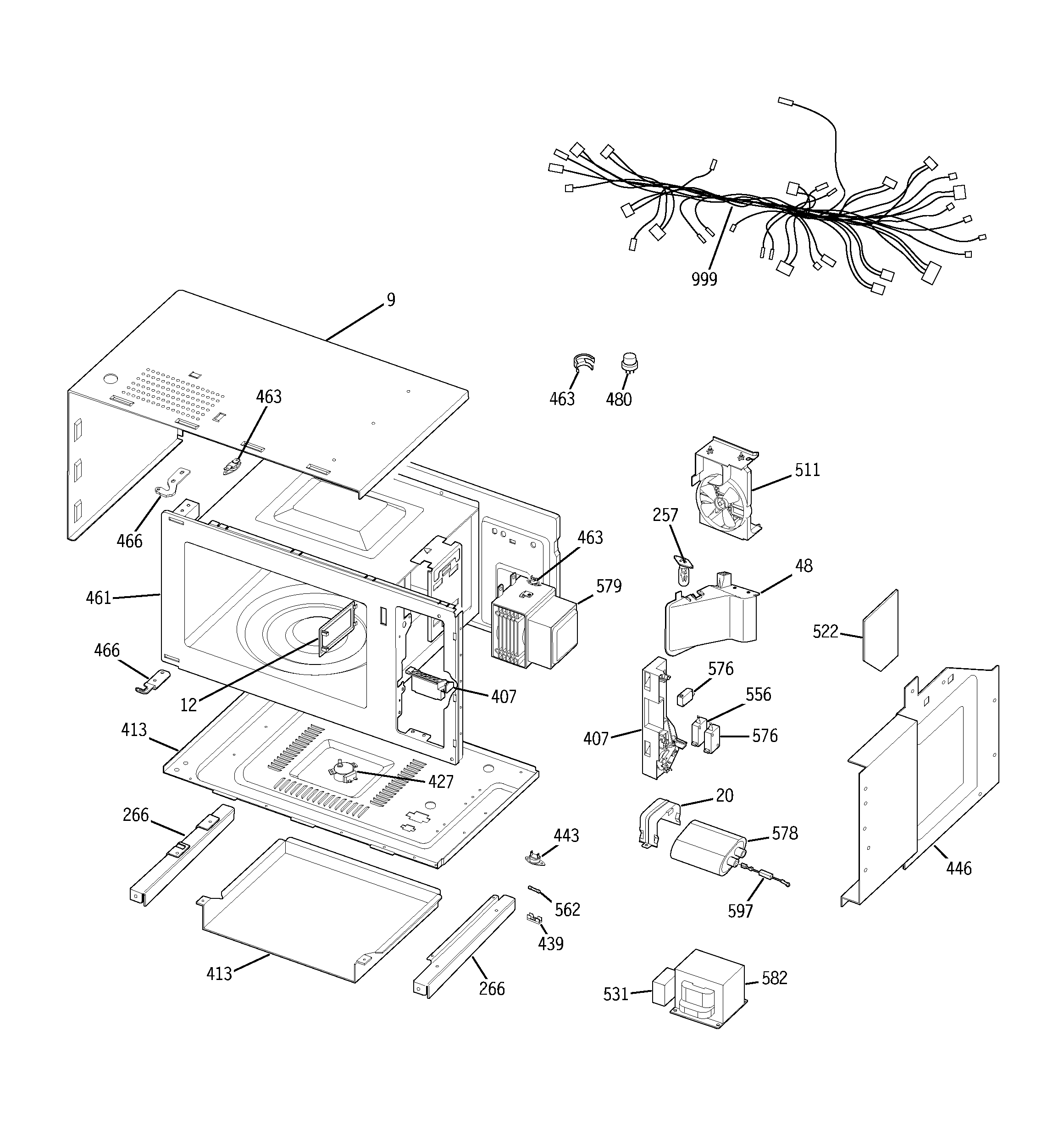 GE JKP86BF1BB microwave body parts diagram