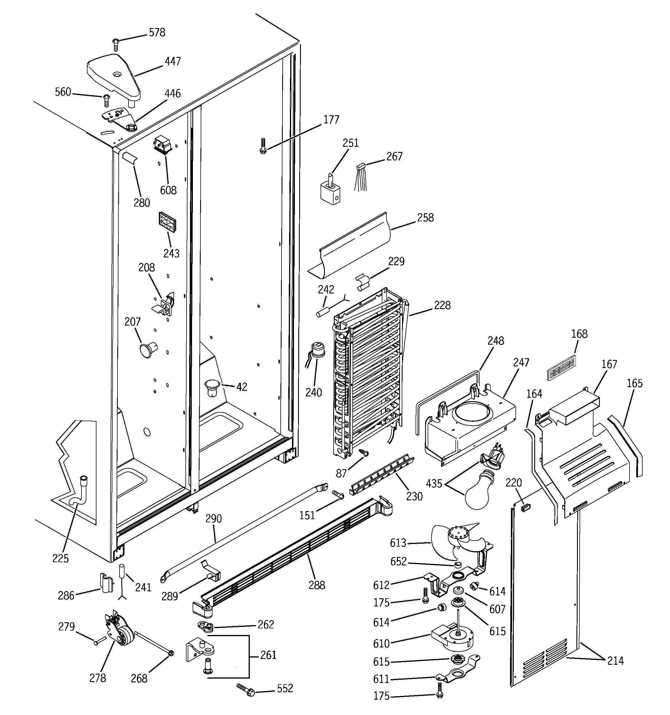 GE GSA20IBPAFBB freezer section diagram