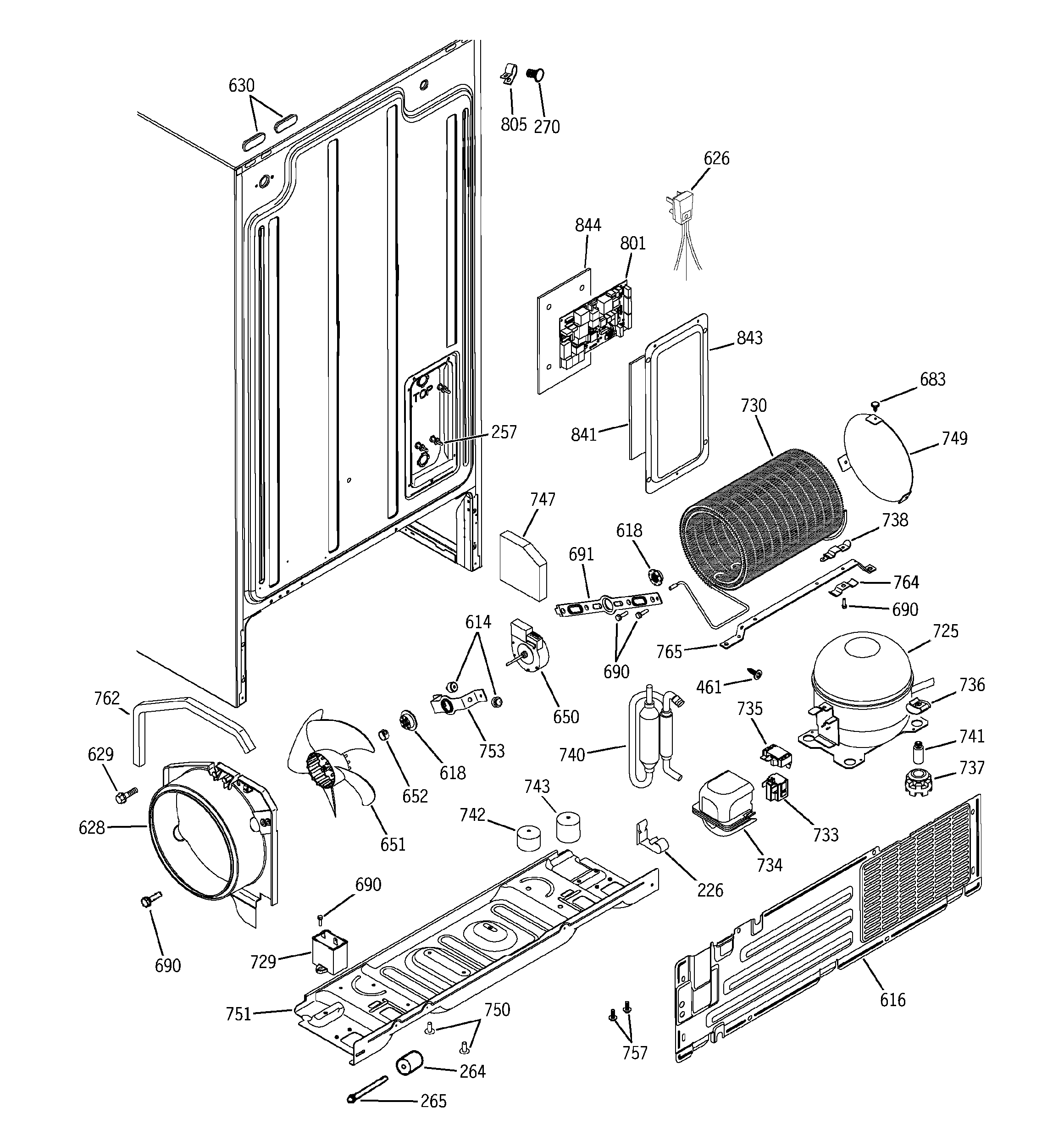 GE GSG20IBPAFWW sealed system & mother board diagram