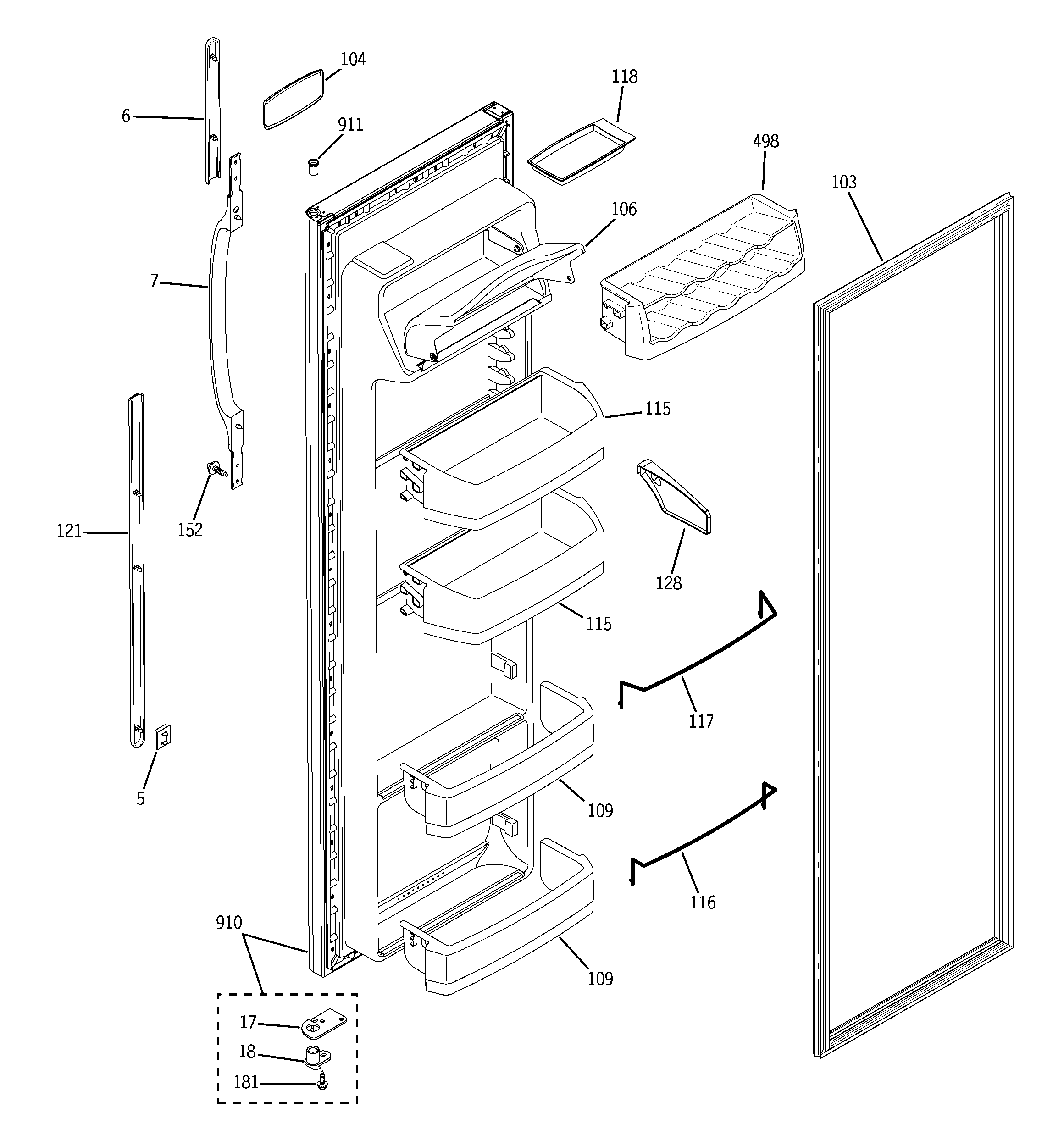 GE GSG22KBPAFWW fresh food door diagram