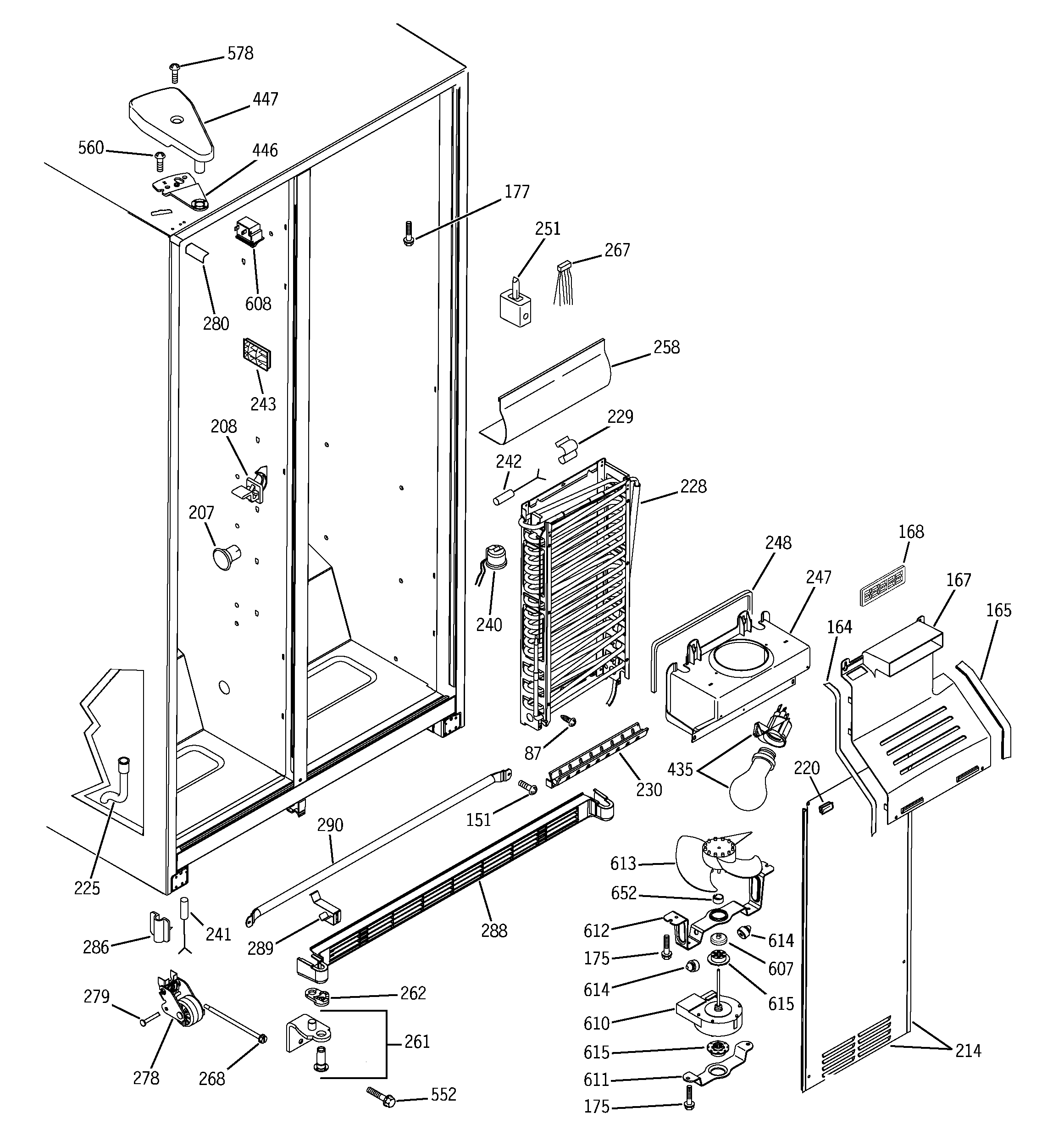 GE GSG22KBPAFWW freezer section diagram