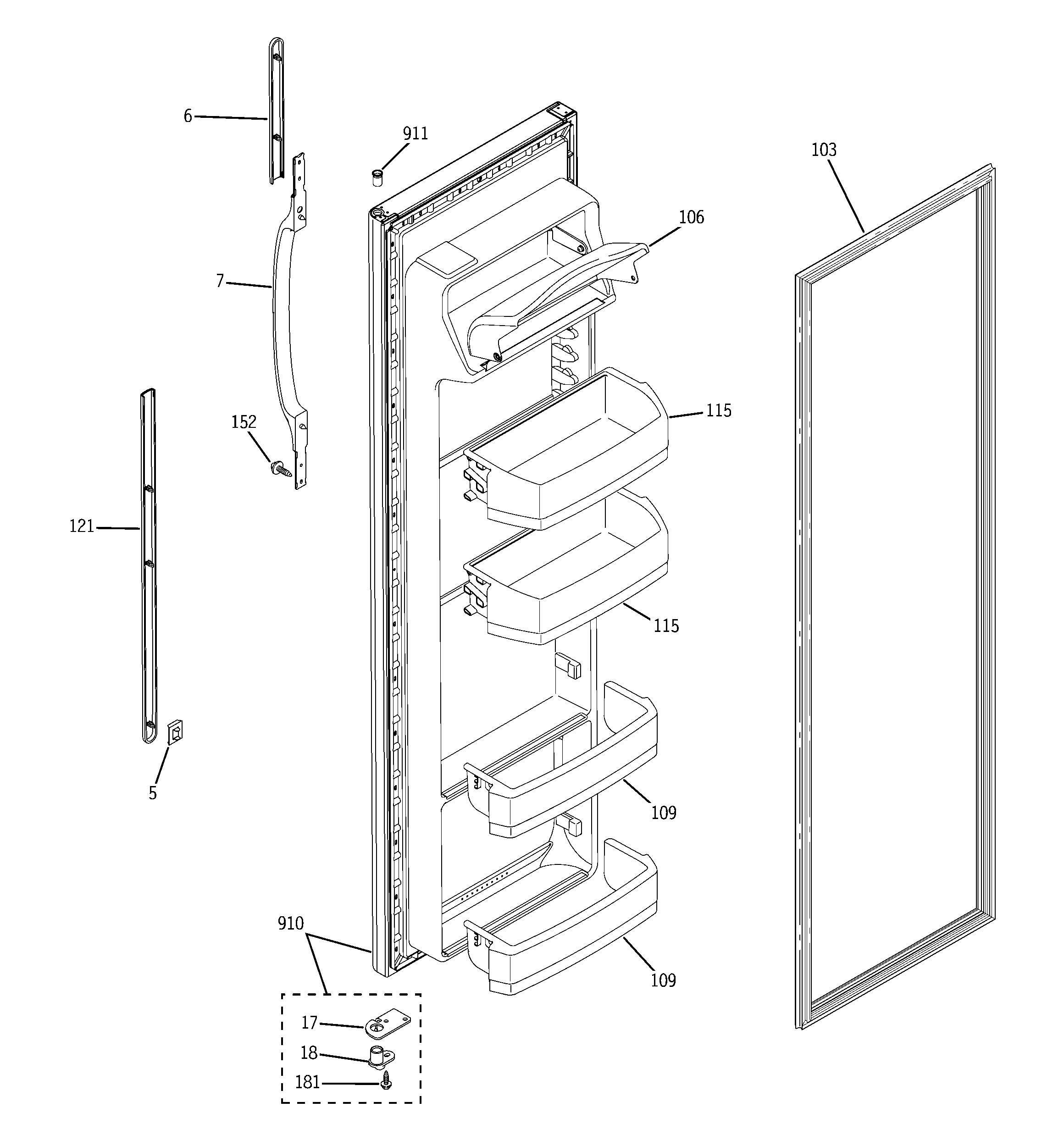 GE GSS20IBPACC fresh food door diagram
