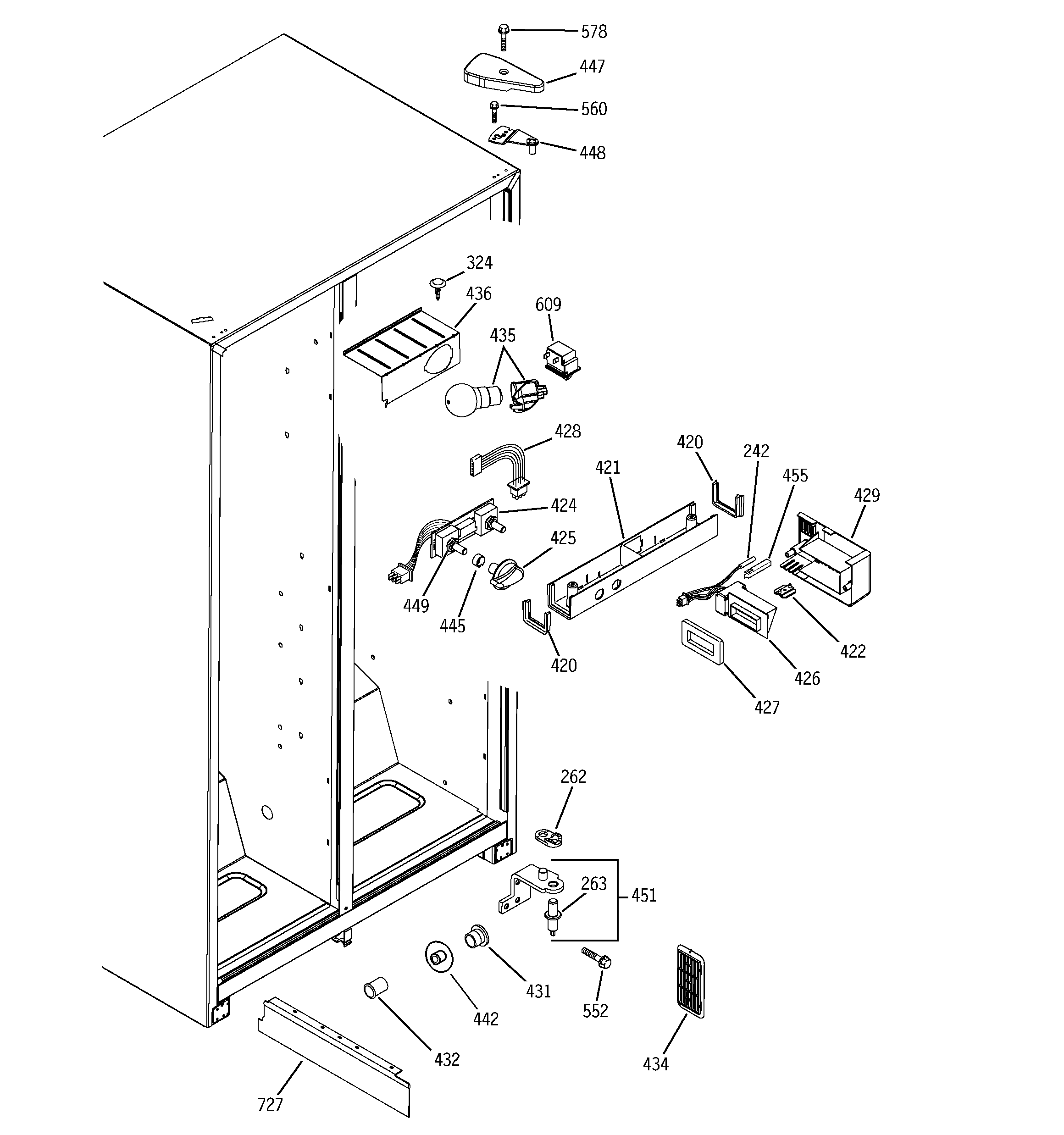 GE GSS20IBPACC fresh food section diagram