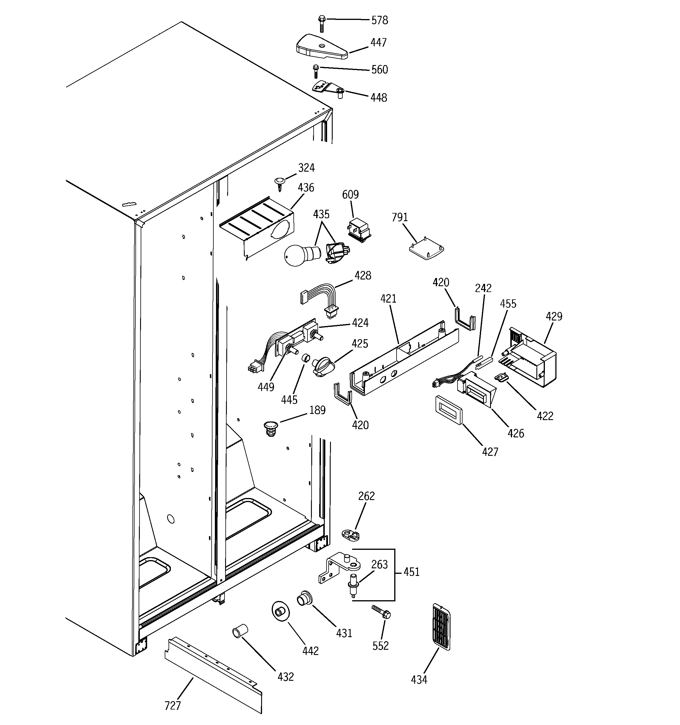 GE GSS22IBPAWW fresh food section diagram