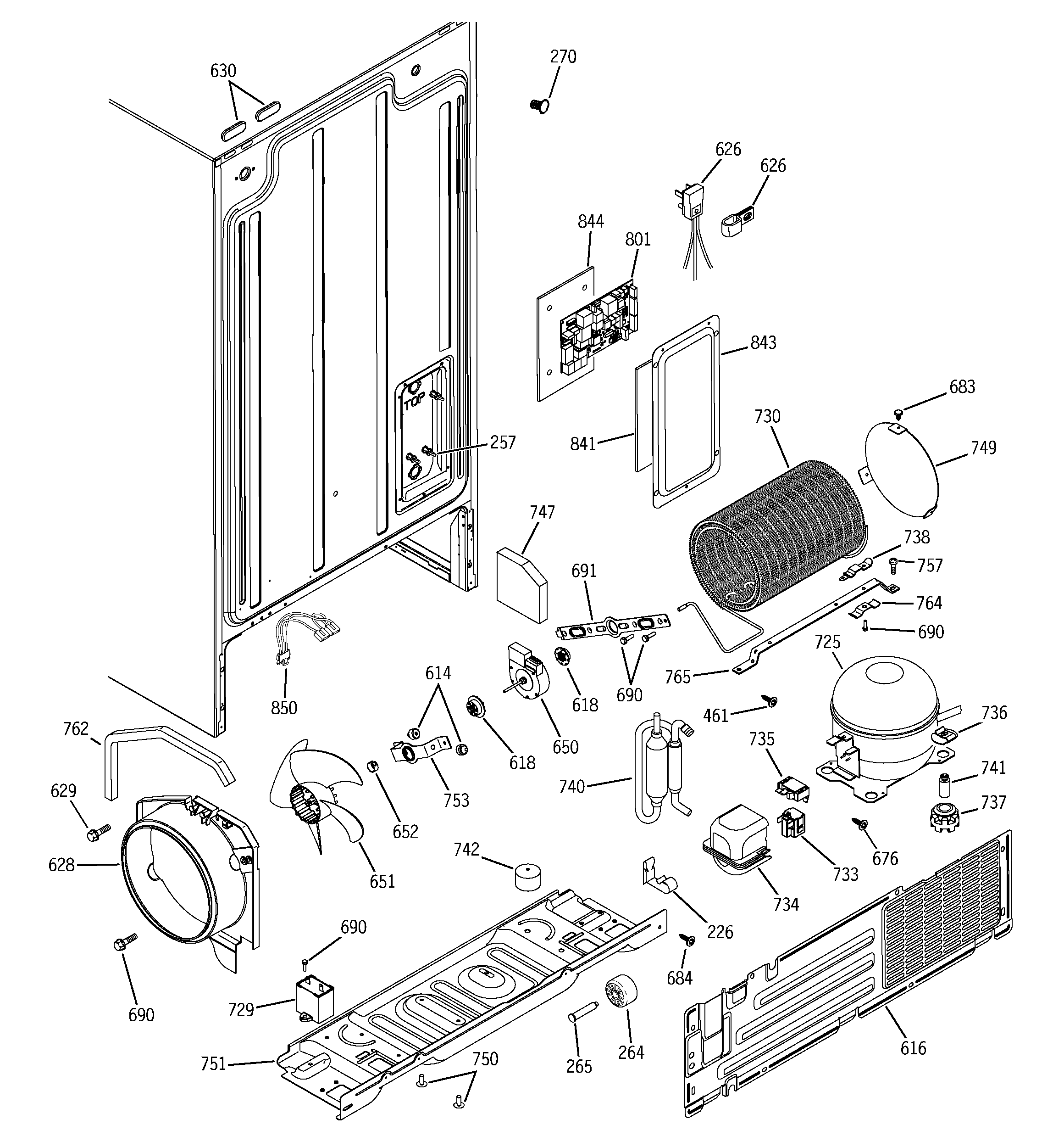 GE GSS22IBPAWW sealed system & mother board diagram